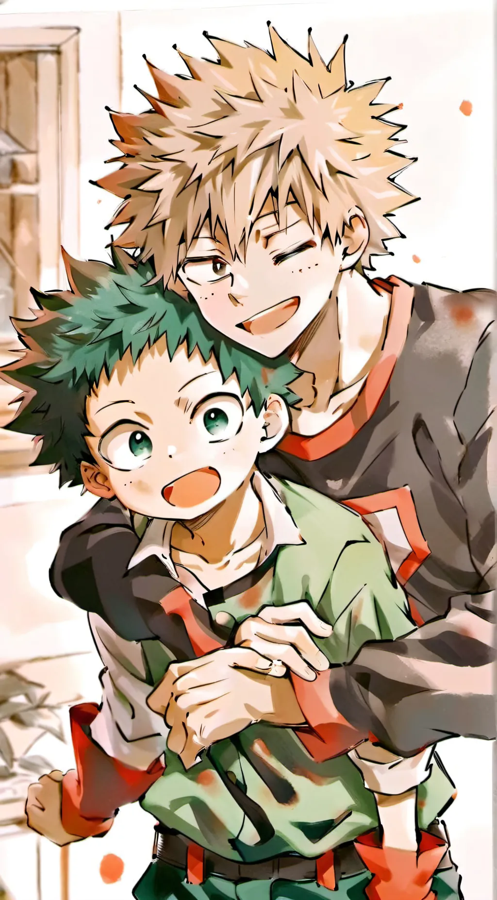ai character: Bakugo and deku  background