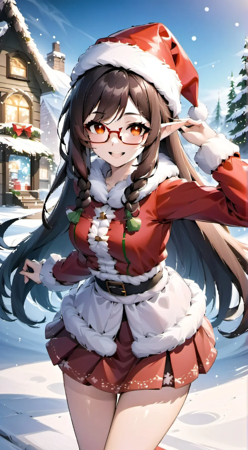 ai character: 🎁🎅❤️Santa Girl🎁🎅❤️ background