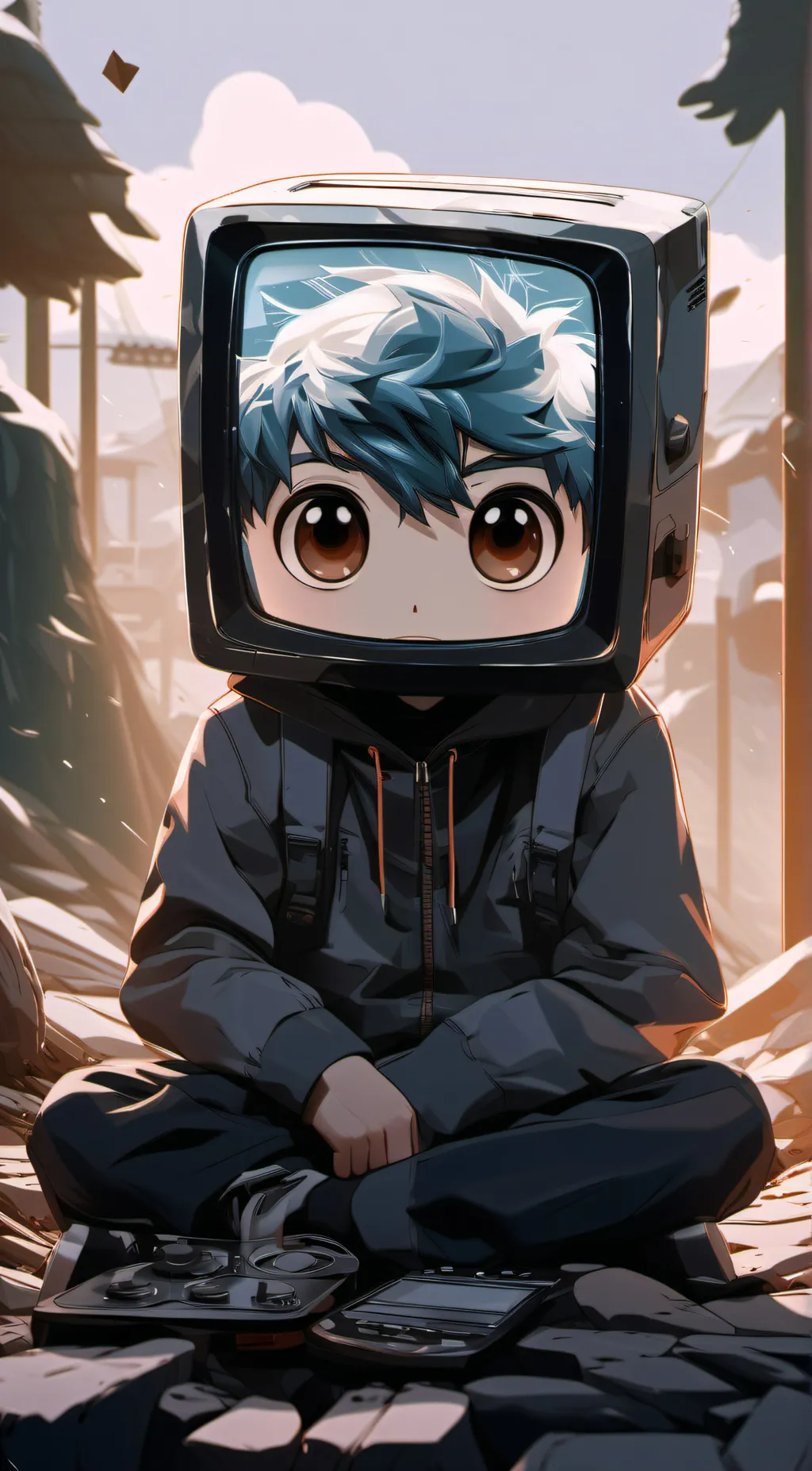 ai character: Tv boy 4 background