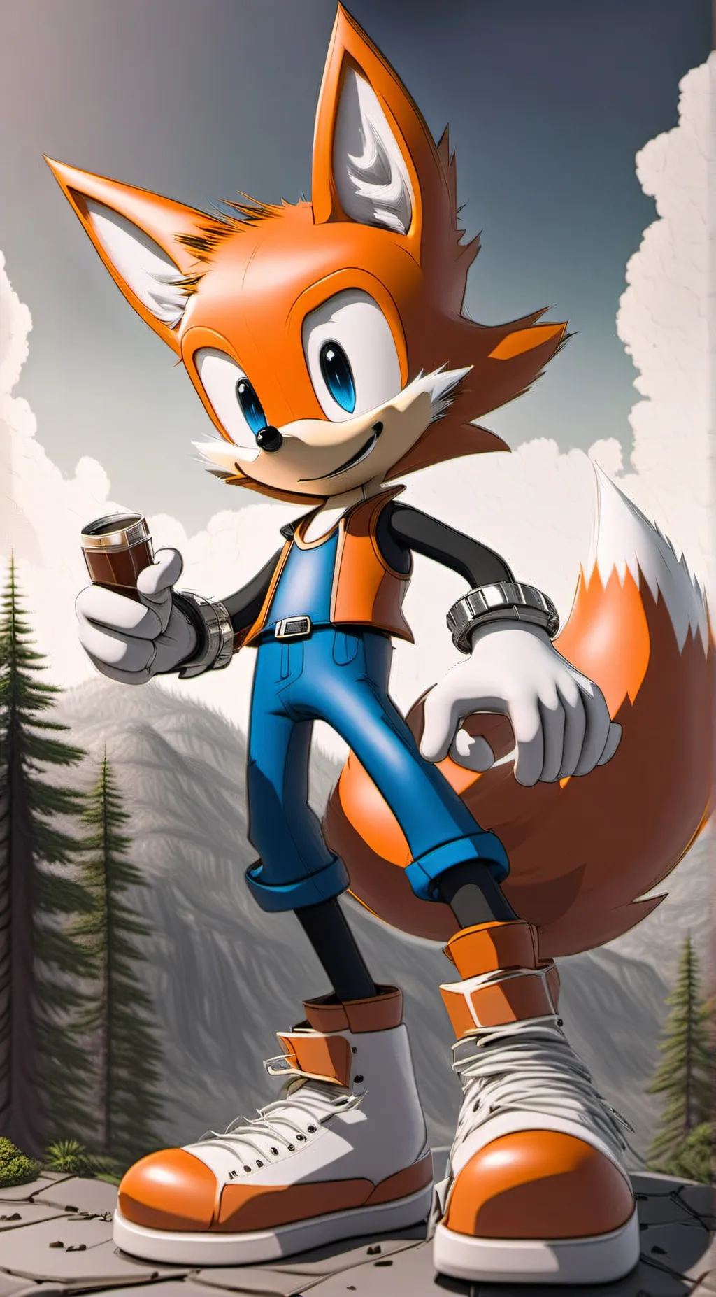 ai character: Miles Tails Prower background