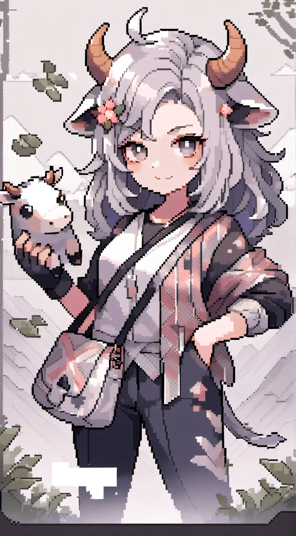 ai character: Lizzi and her cow background
