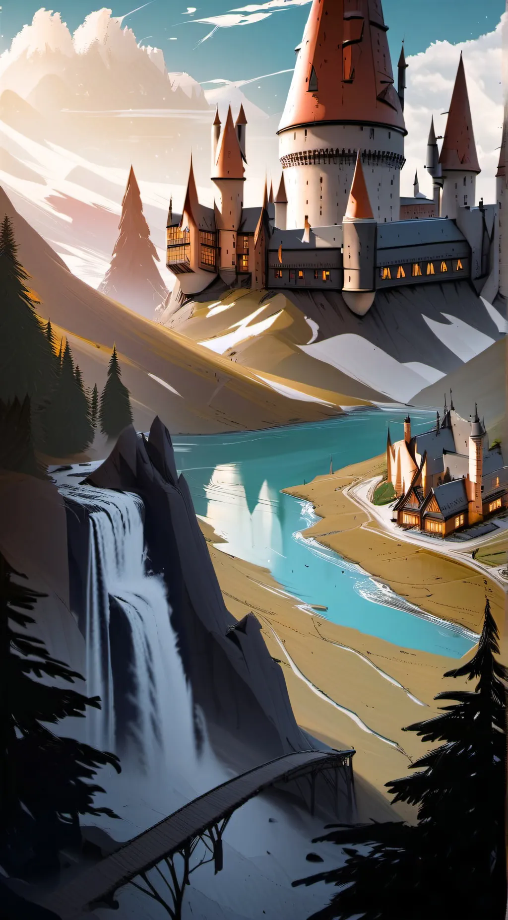 ai character: Hogwarts Christmas background