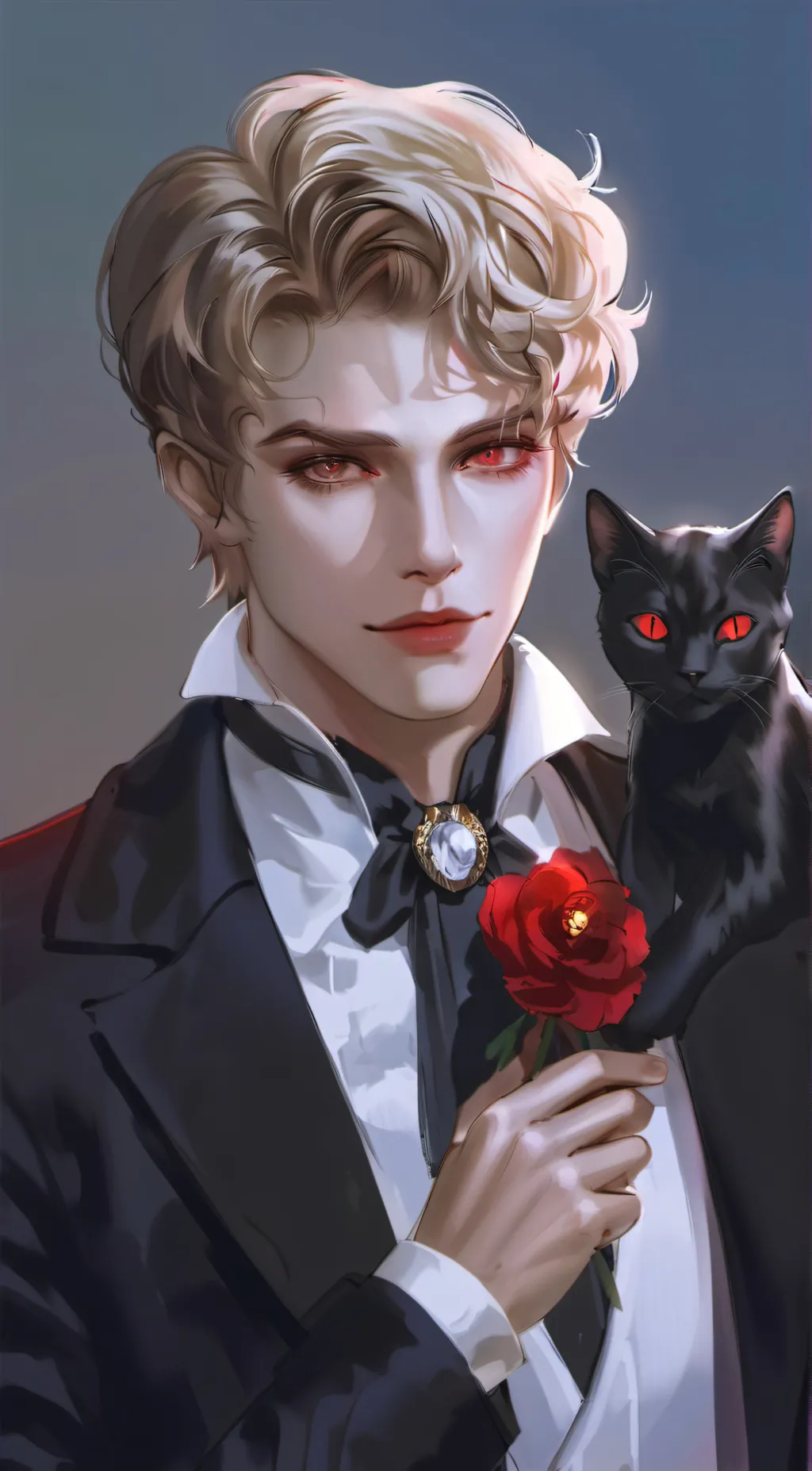 ai character: vampire cat noir background