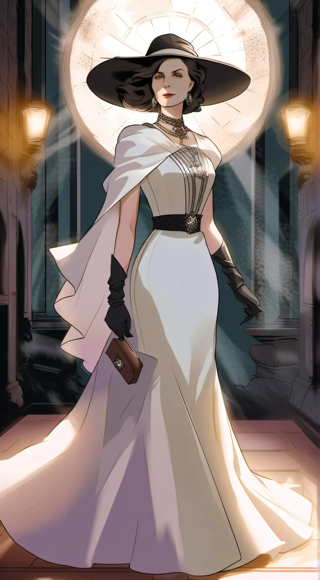 ai character: Lady dimitrescu background