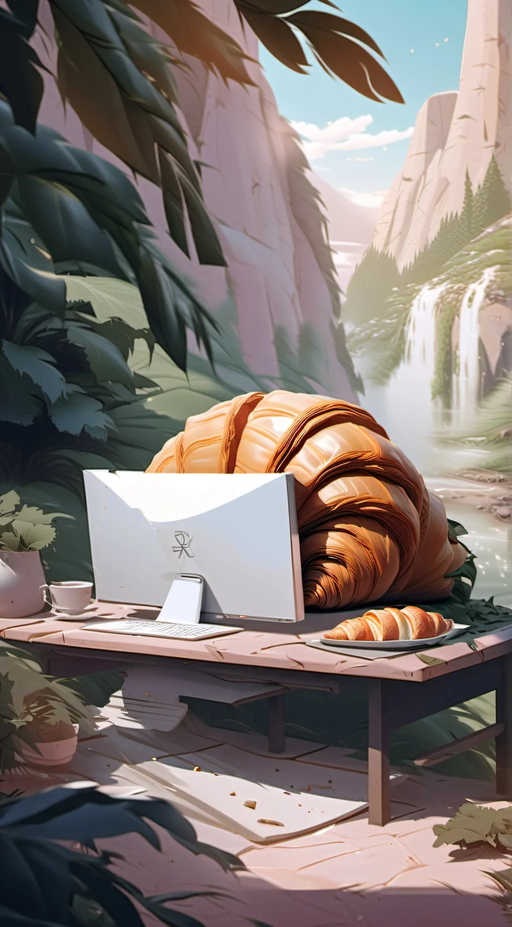 ai character: croissant  background
