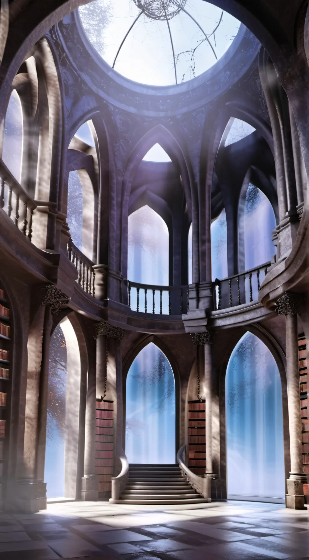 ai character: The library  background
