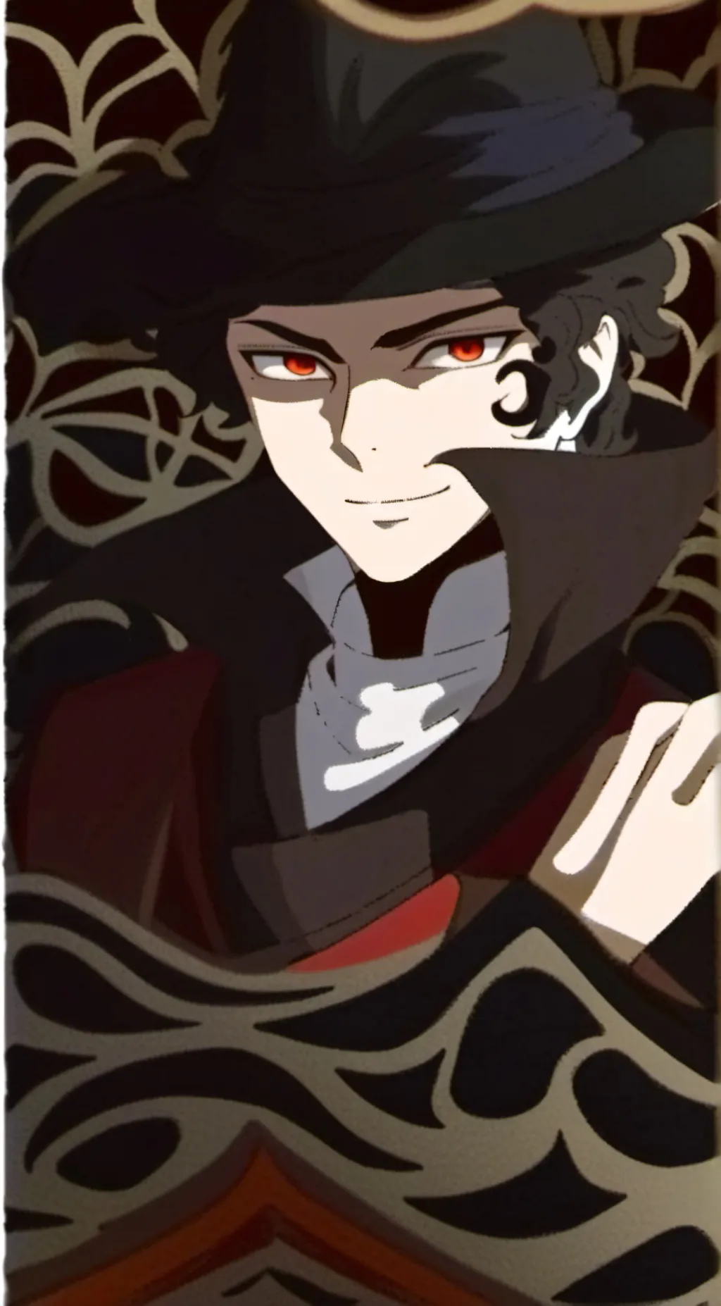 ai character: Muzan & Uppermoon background