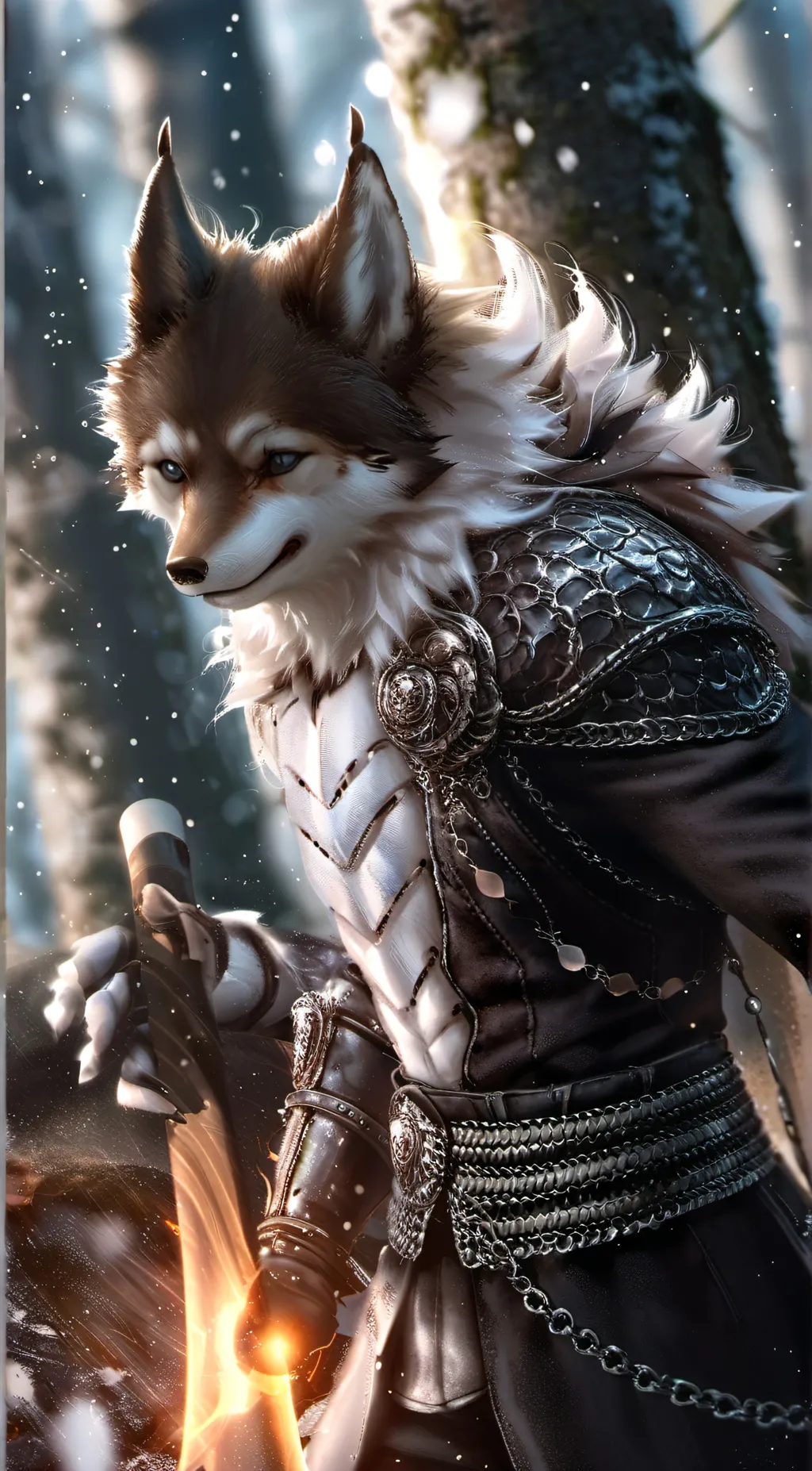 ai character: cat wolf ball background