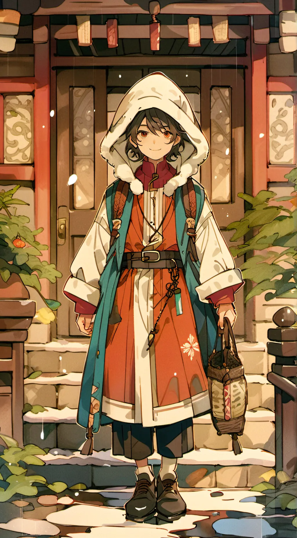 ai character: snow background