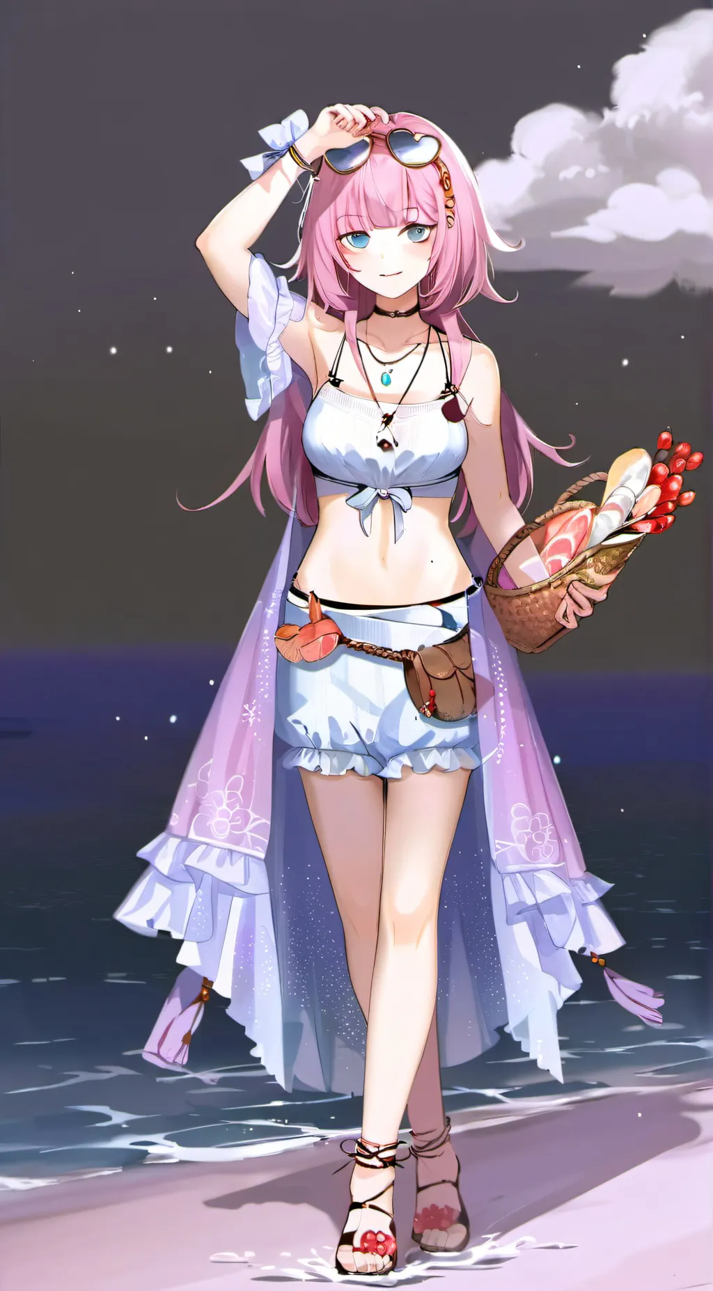 ai character: Elysia(Swimsuit) background