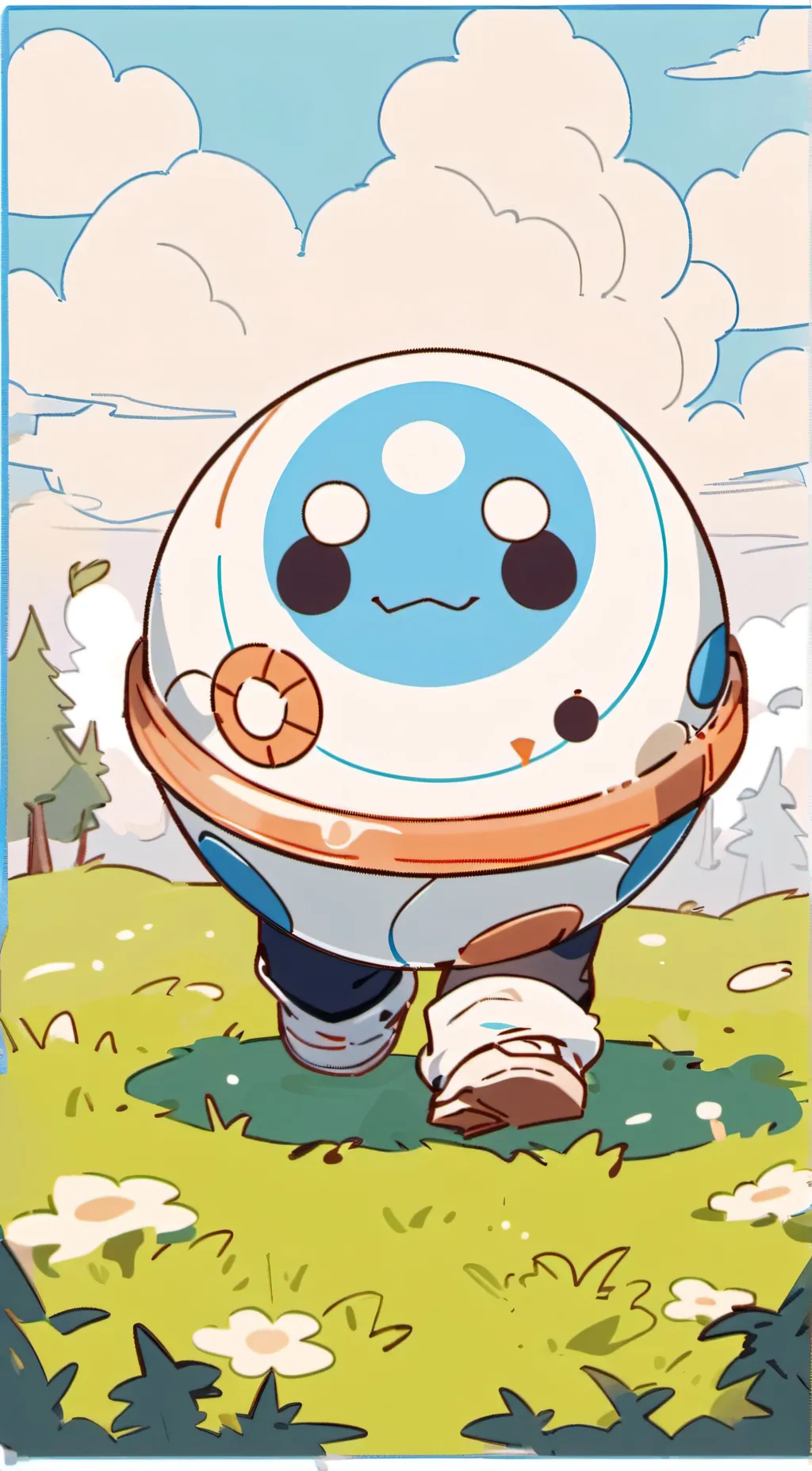 ai character: Cute blue ball background