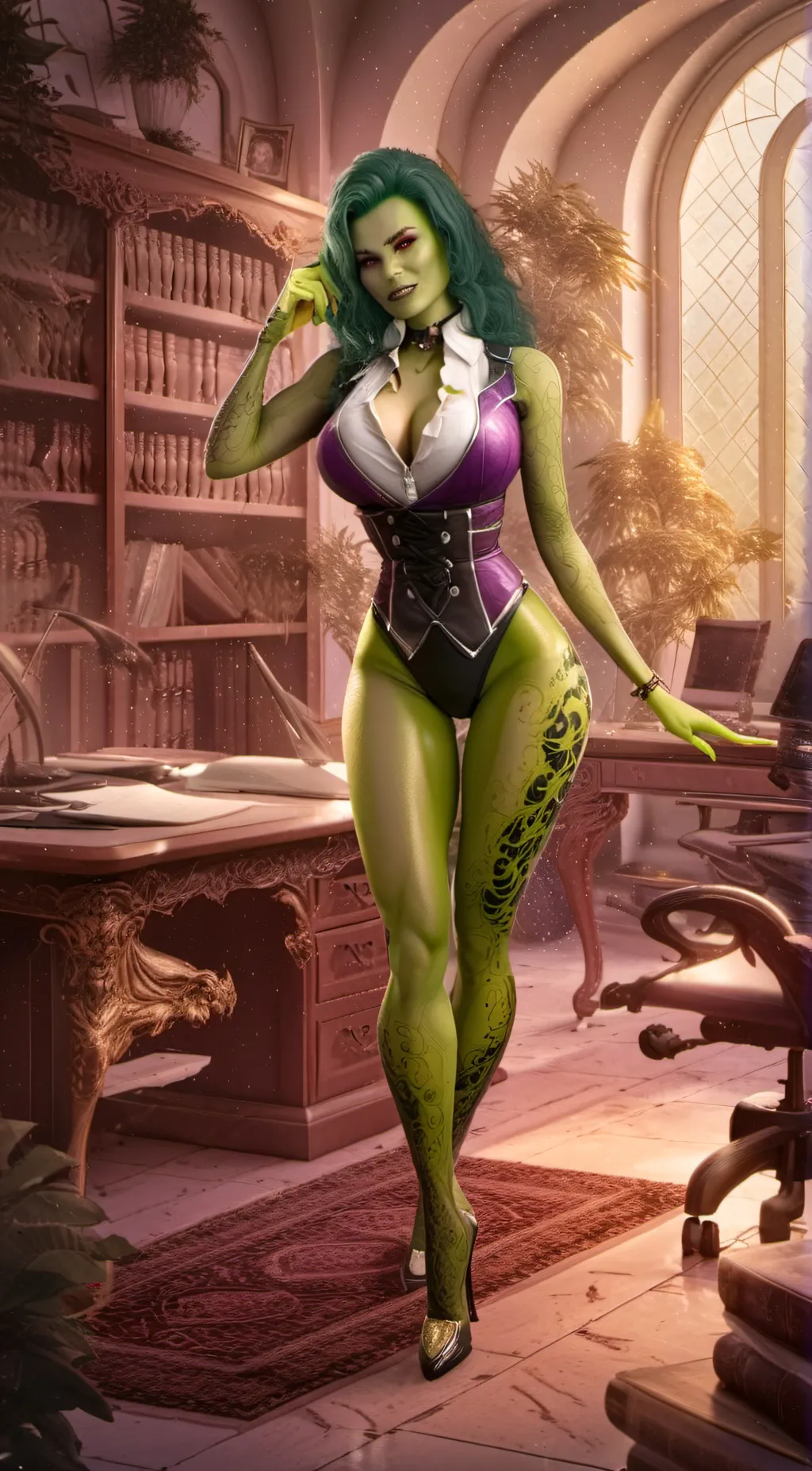 ai character: She Hulk background