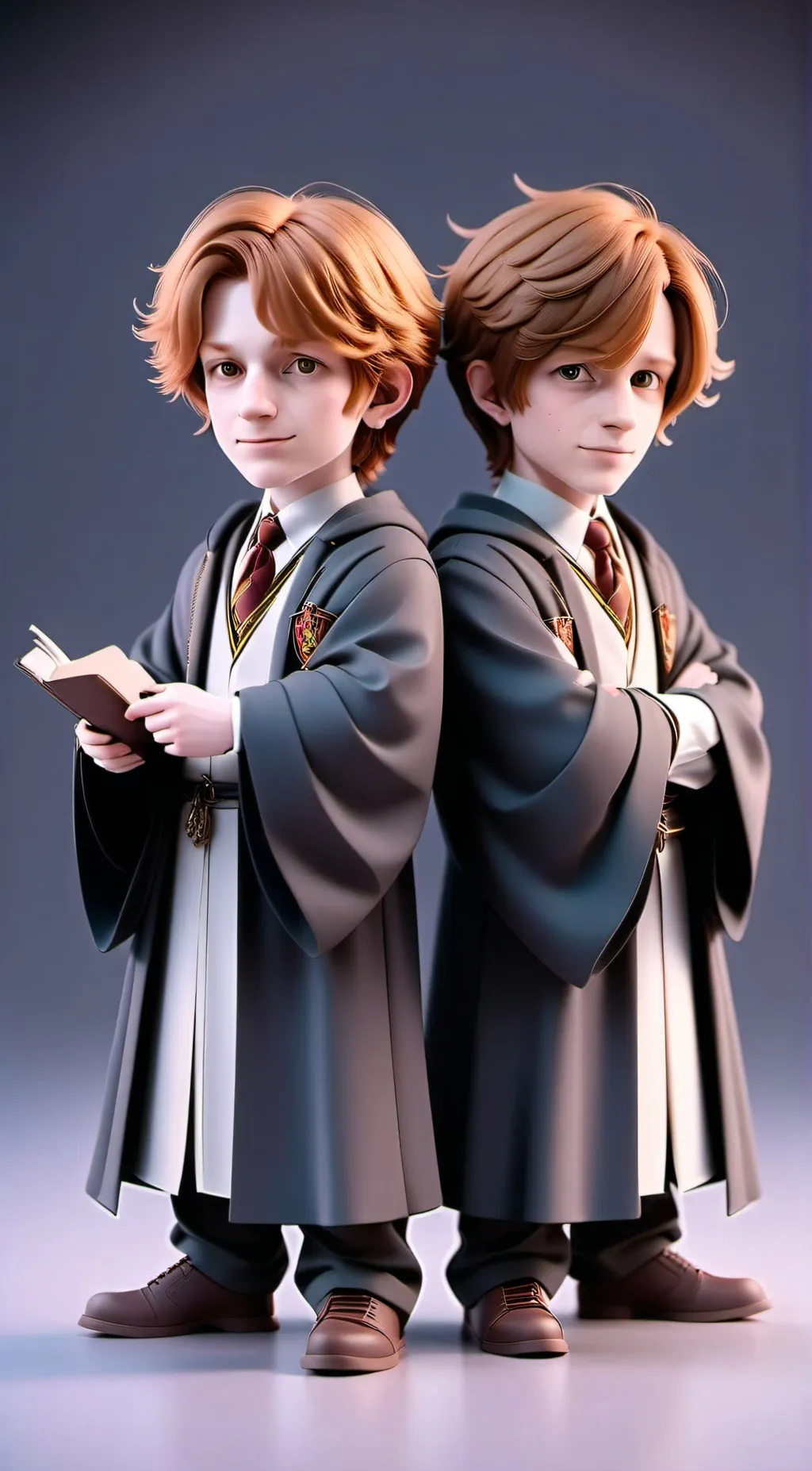ai character: Fred and George  background