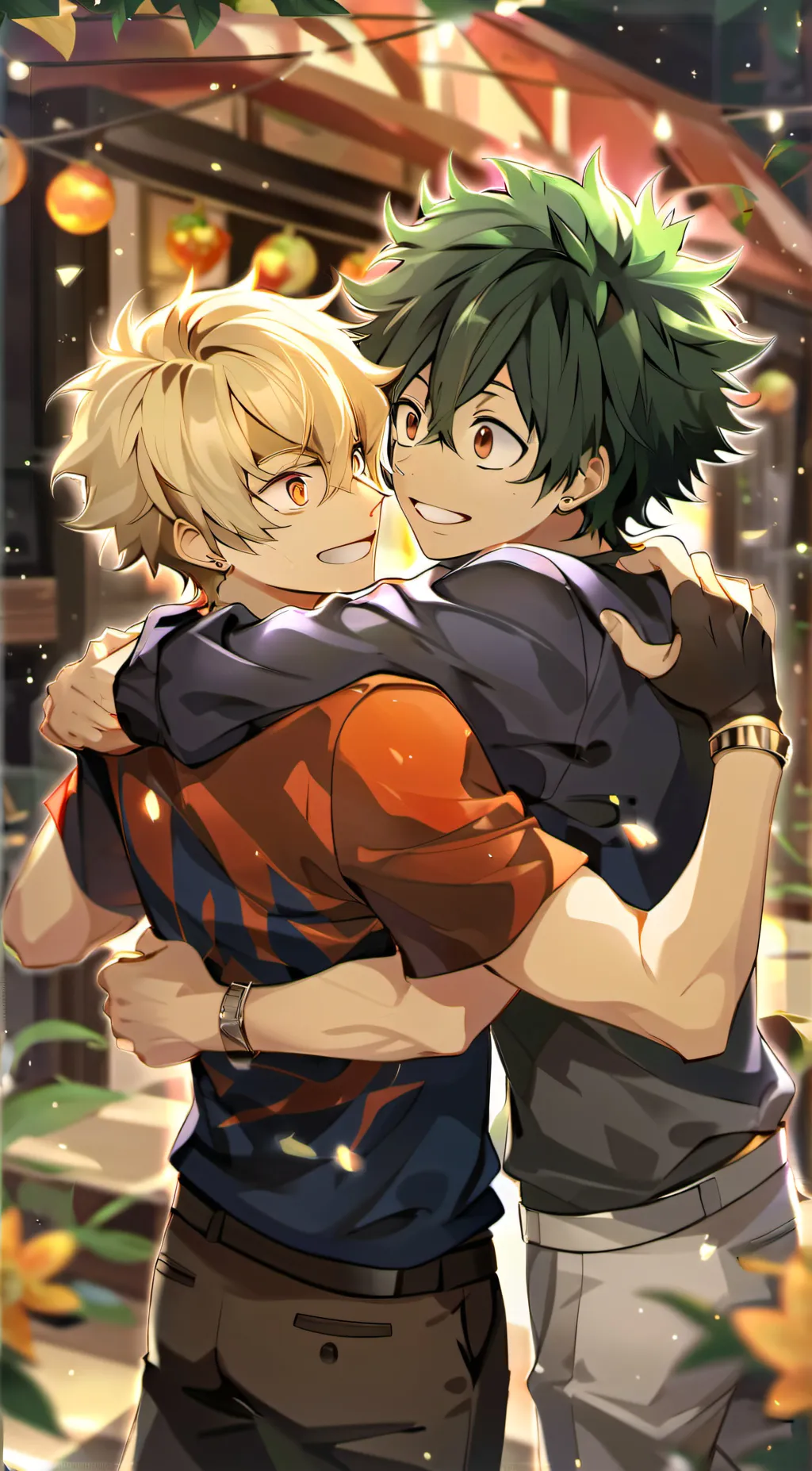 ai character: Bakugo and deku background