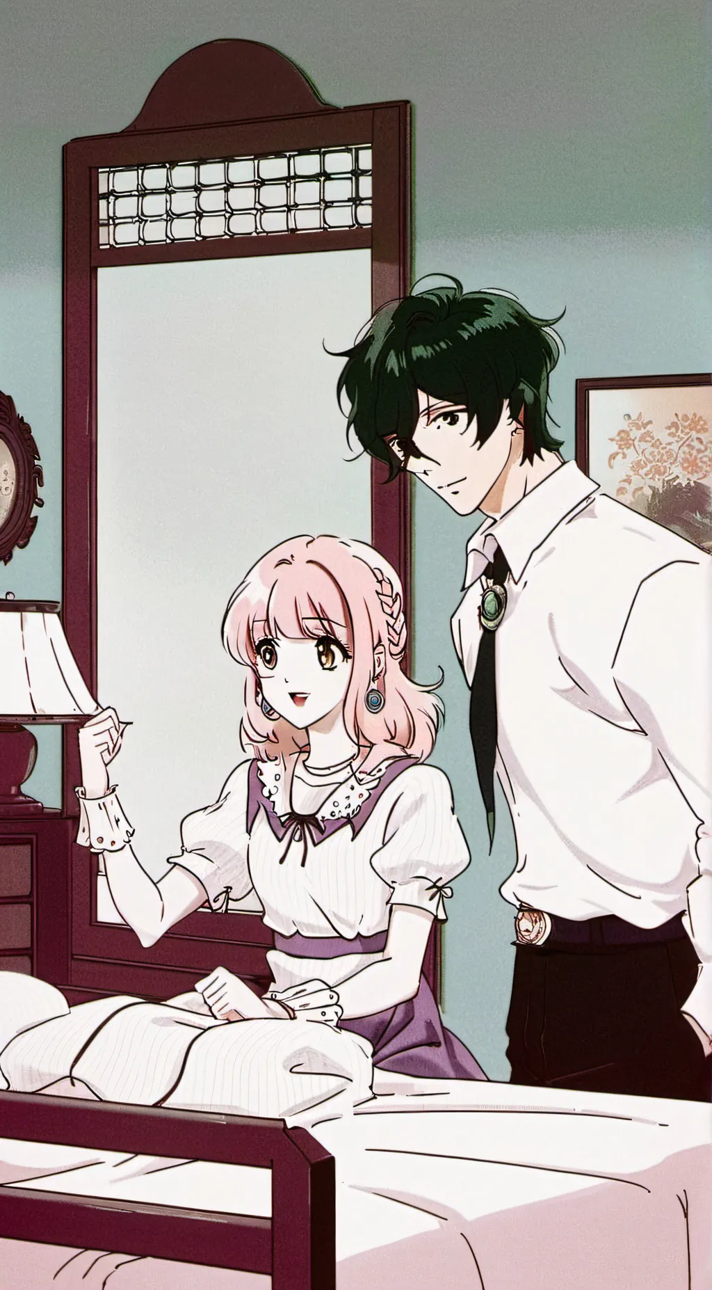ai character: Kelly and Richard  background