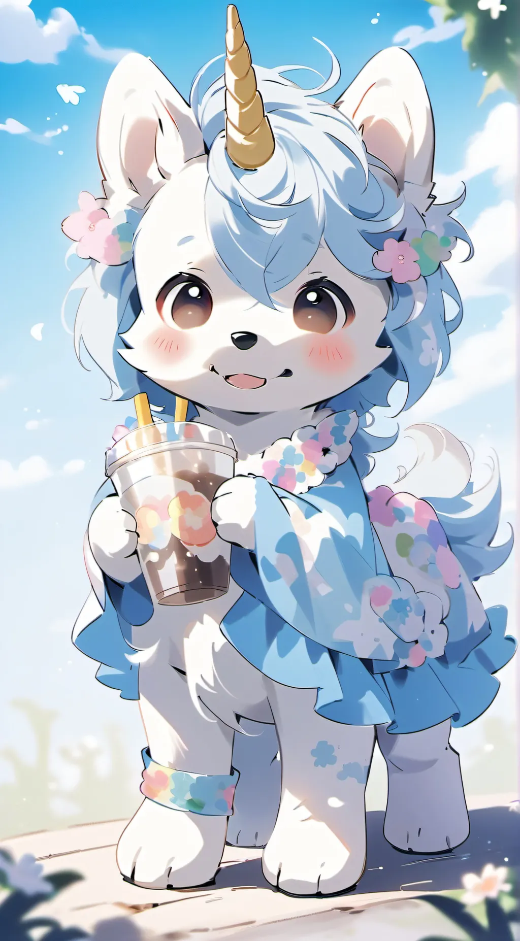 ai character: dog day& crafty background