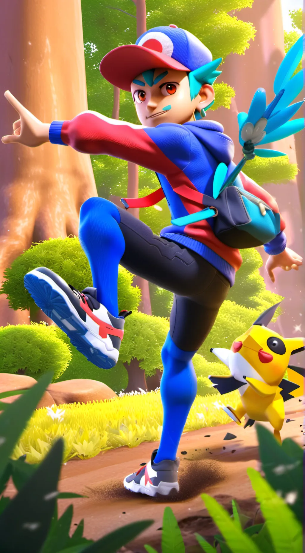 ai character: ash Ketchum  background