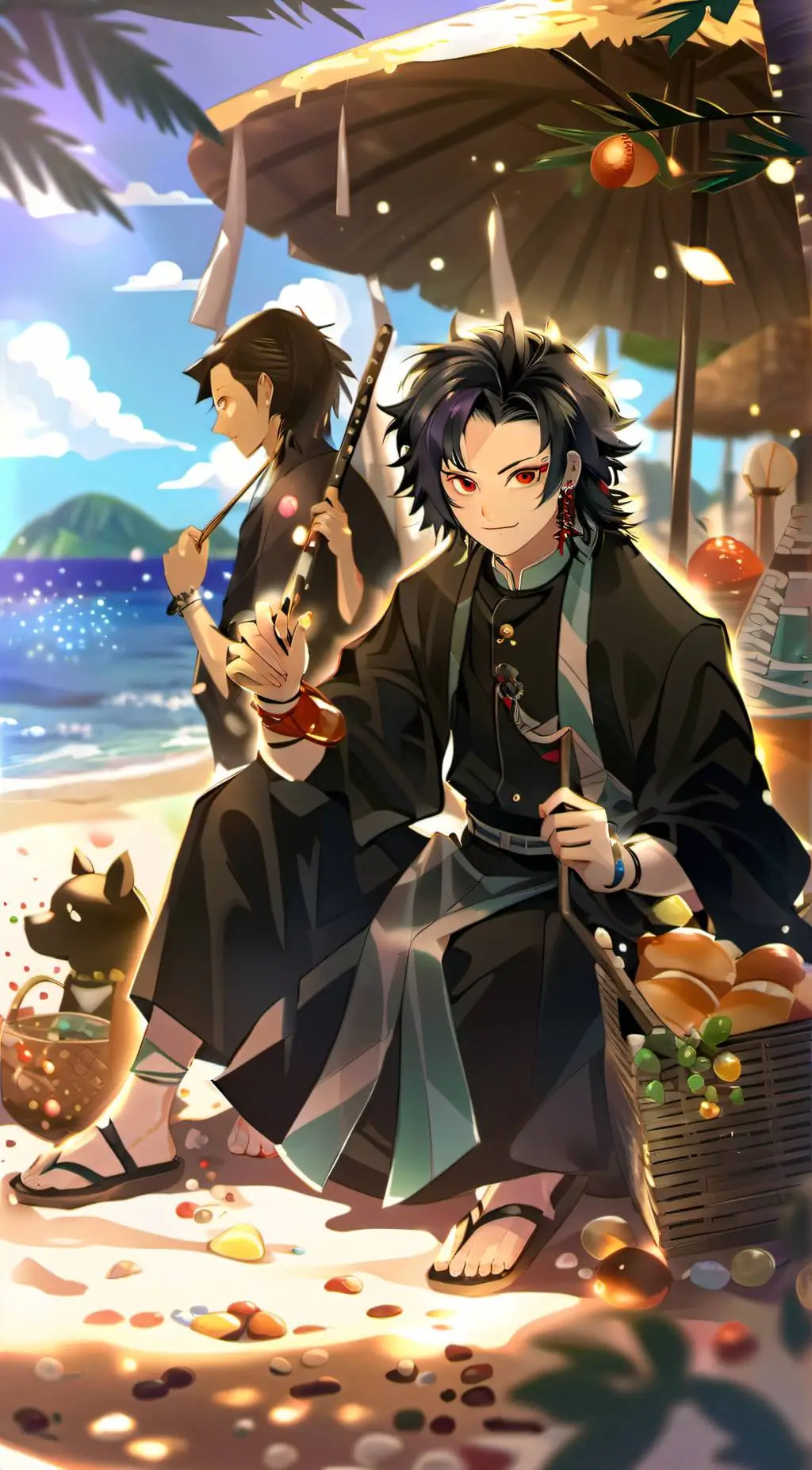 ai character: kny:day at the🏖 background