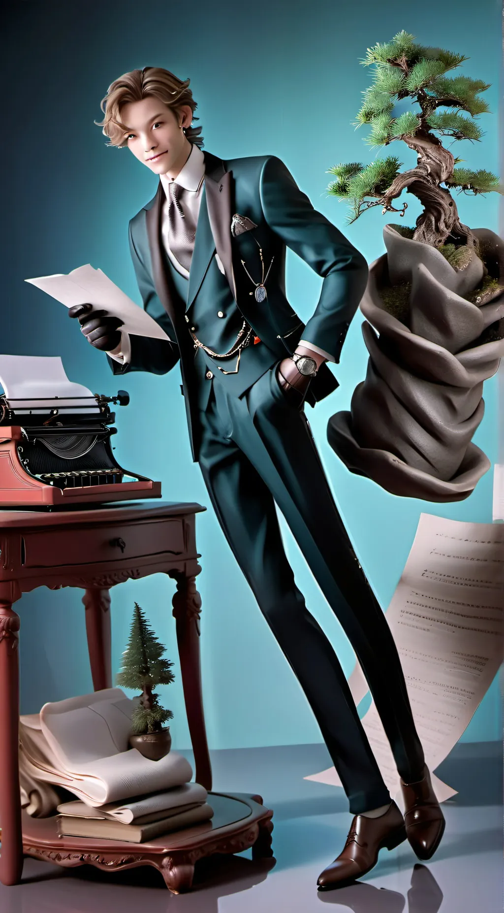 ai character: Willy Wonka background