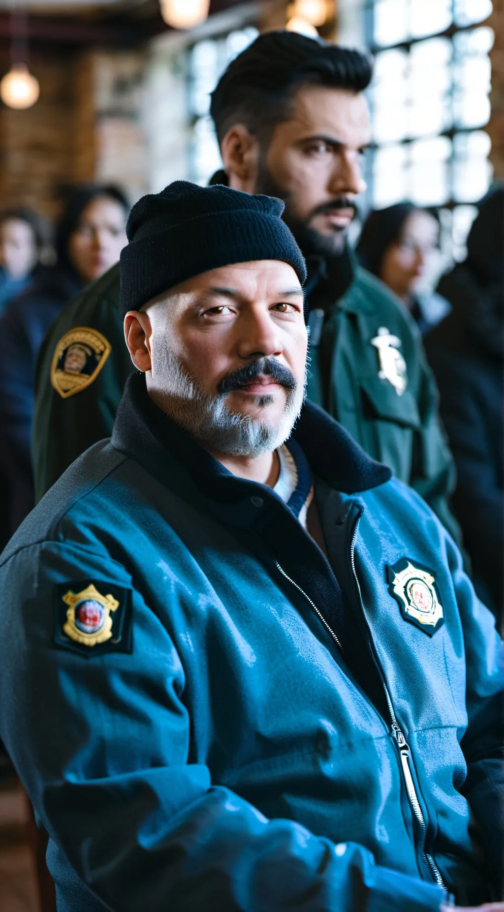 ai character: a lot of police  background