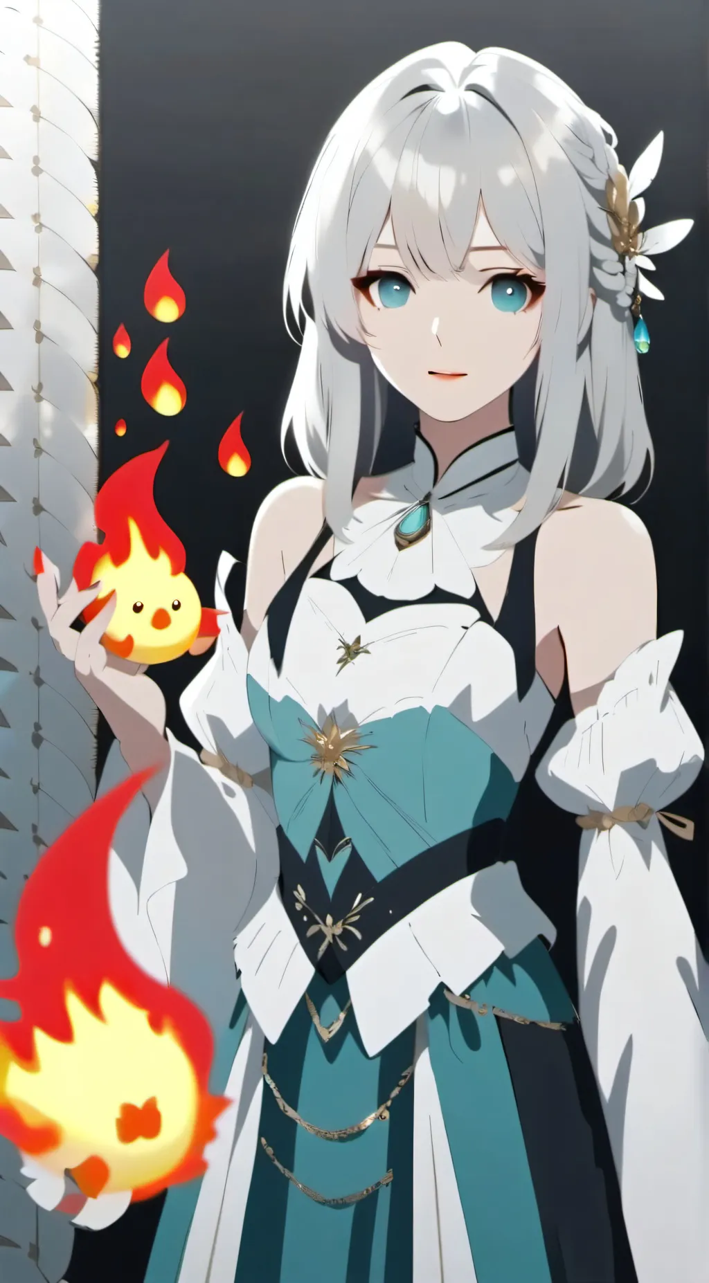 ai character: fire background