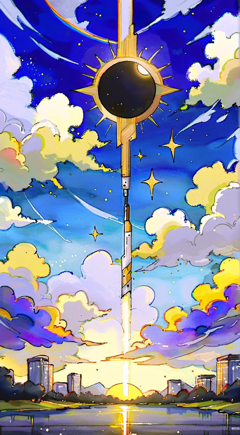 ai character: solar eclips background