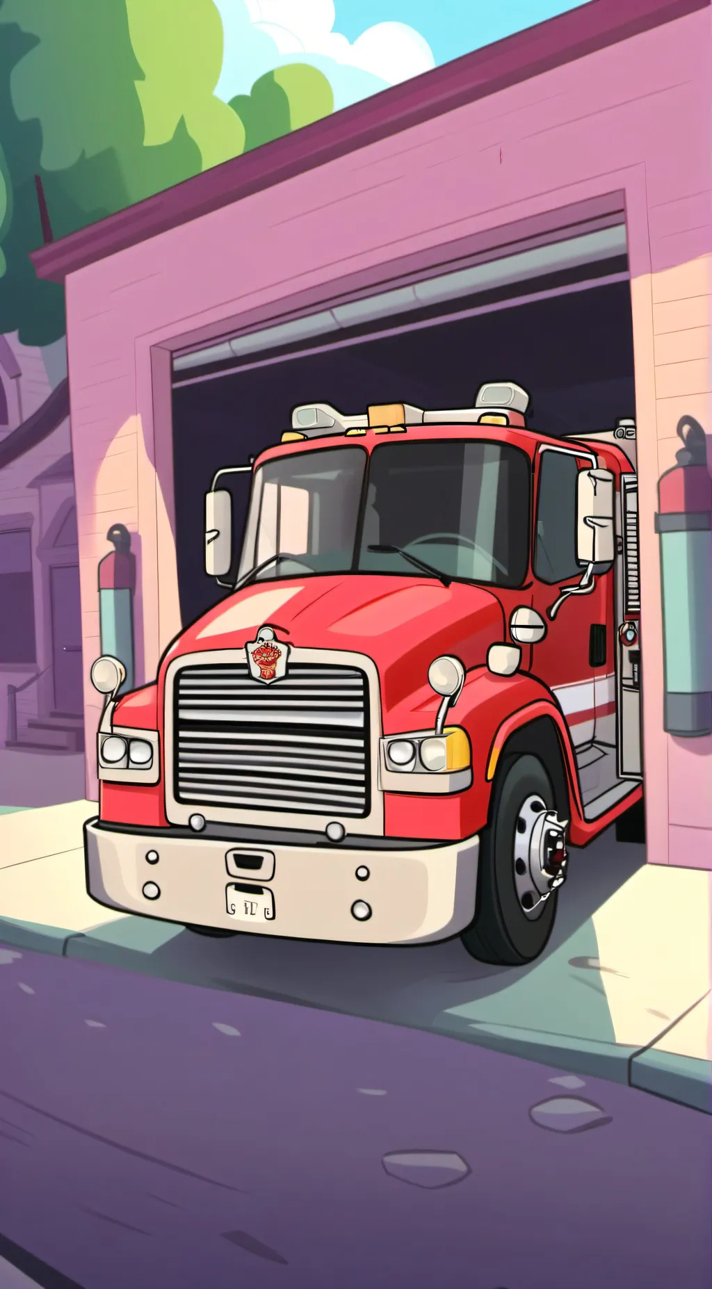 ai character: Fire station background