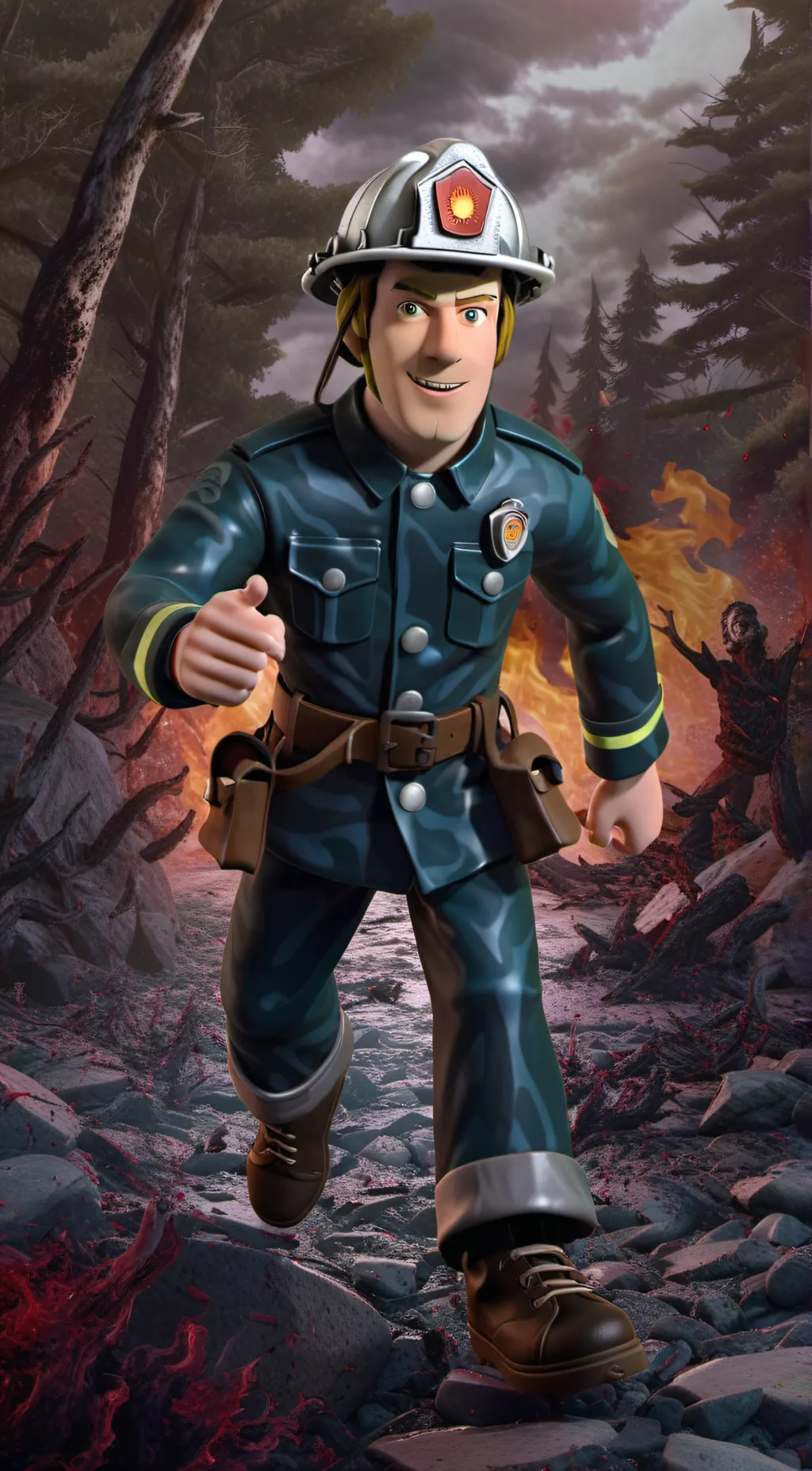 ai character: fireman sam  background