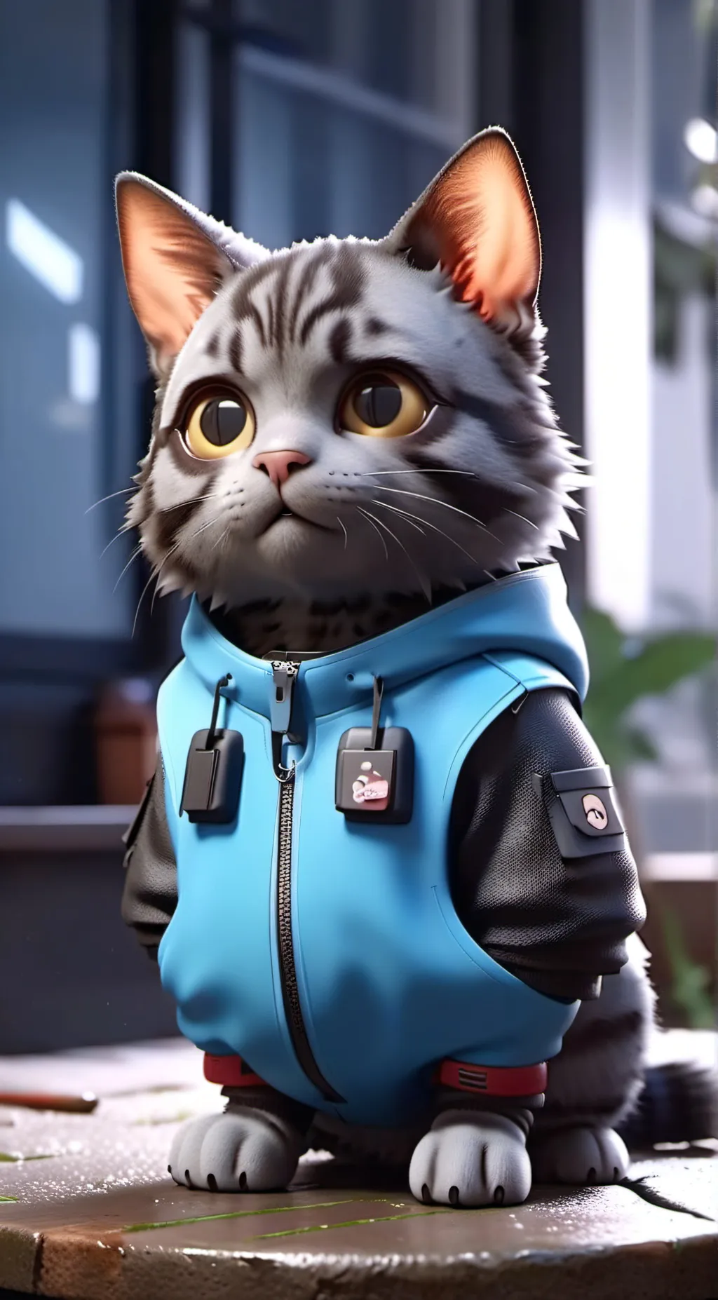 ai character: cat at school  background