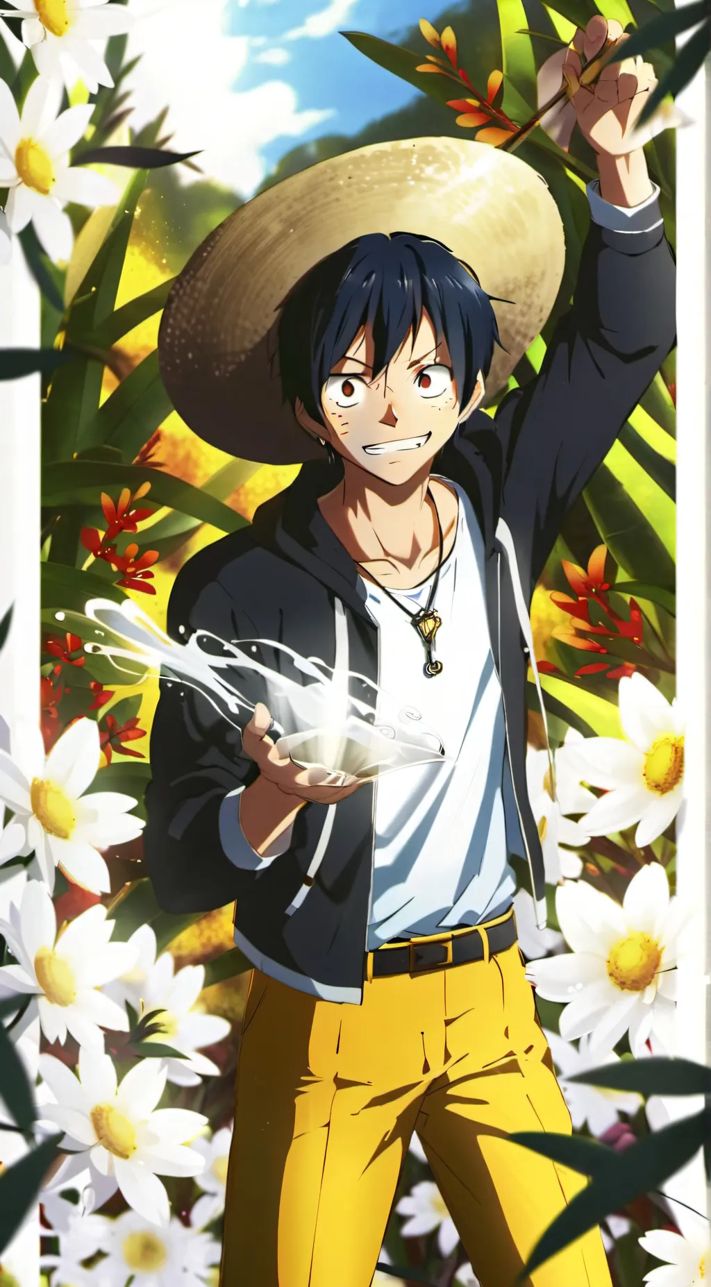 ai character: Luffy de monke background