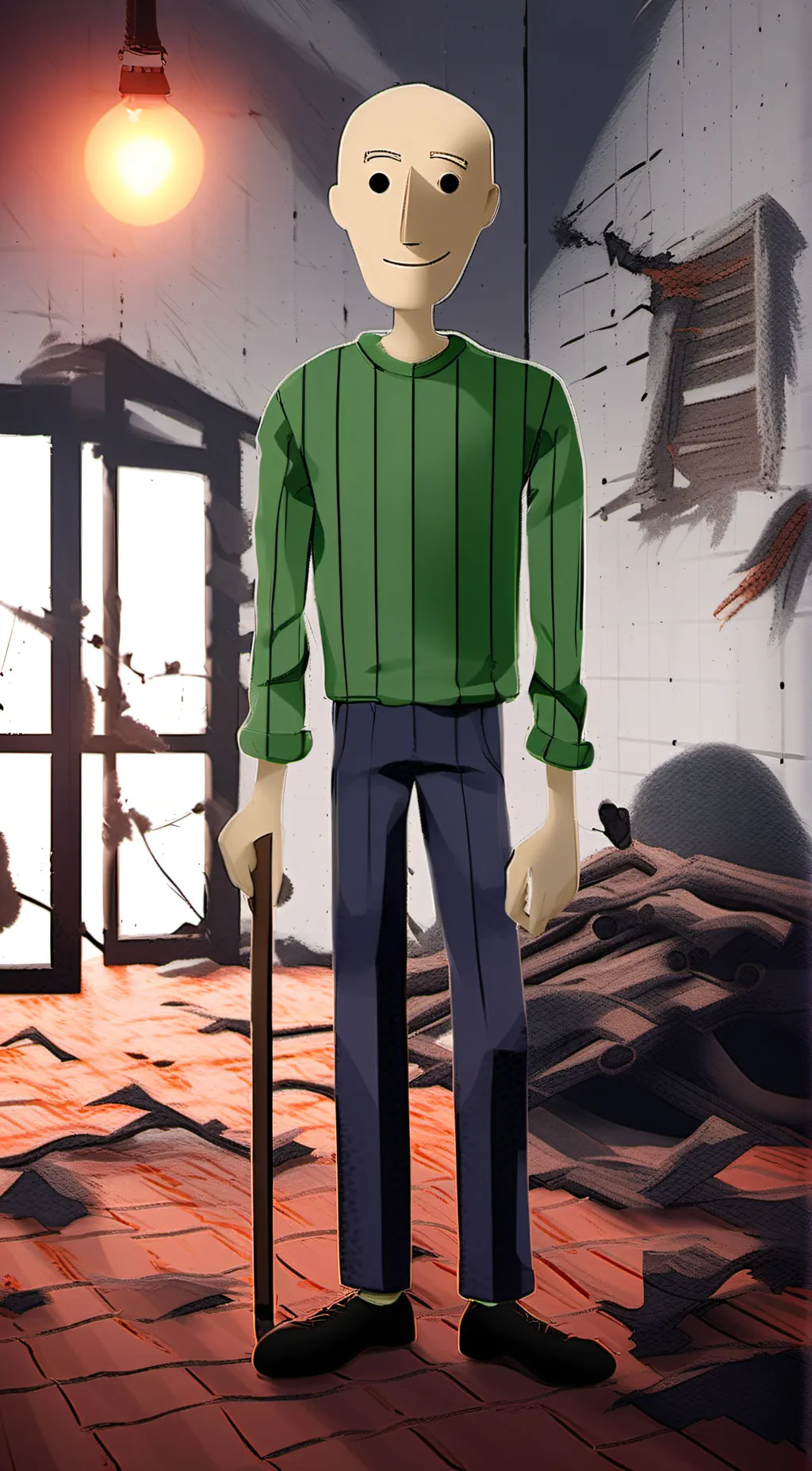 ai character: Baldi  background