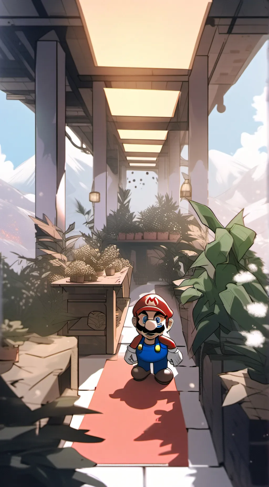 ai character: Mario. background