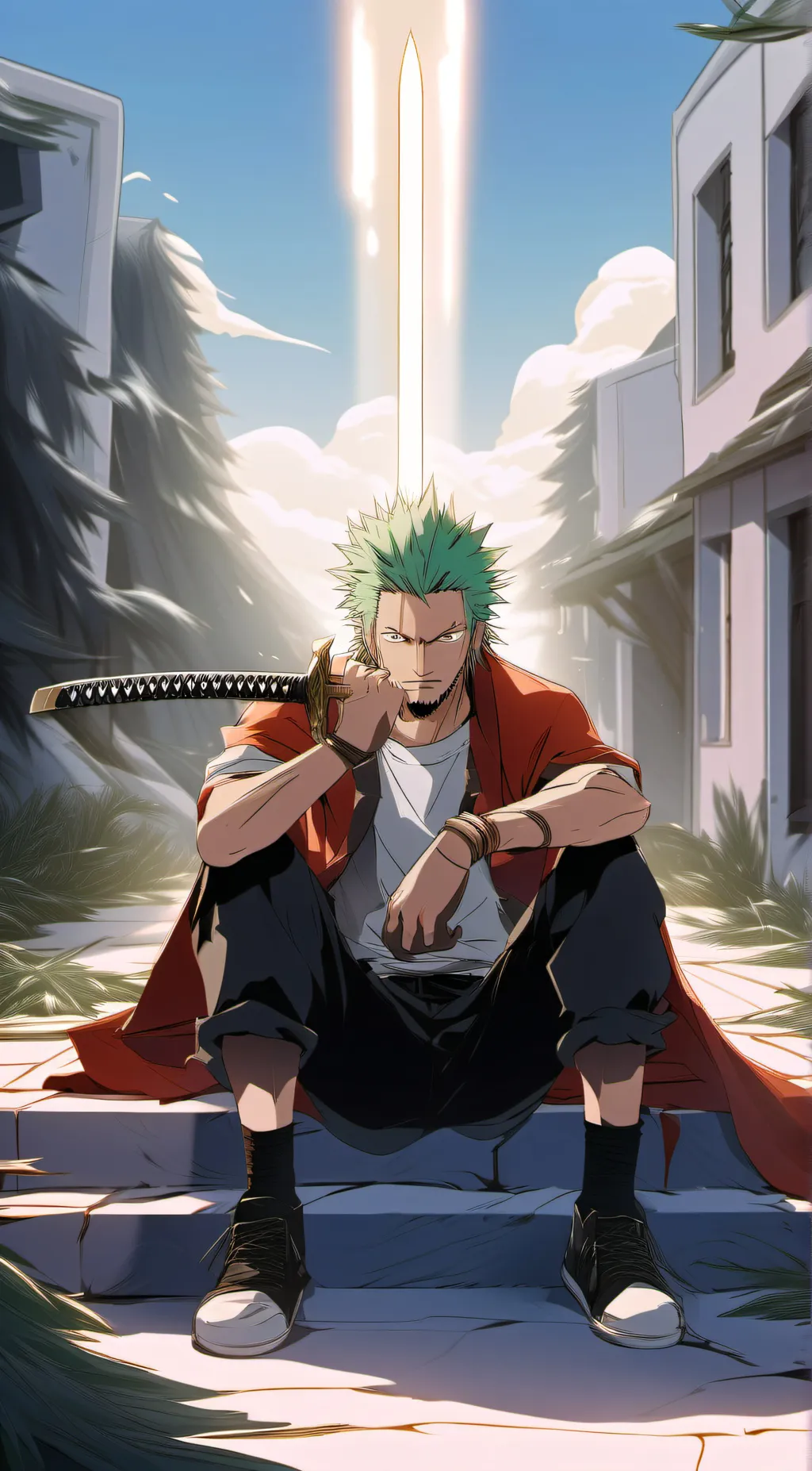 ai character: zoro  background