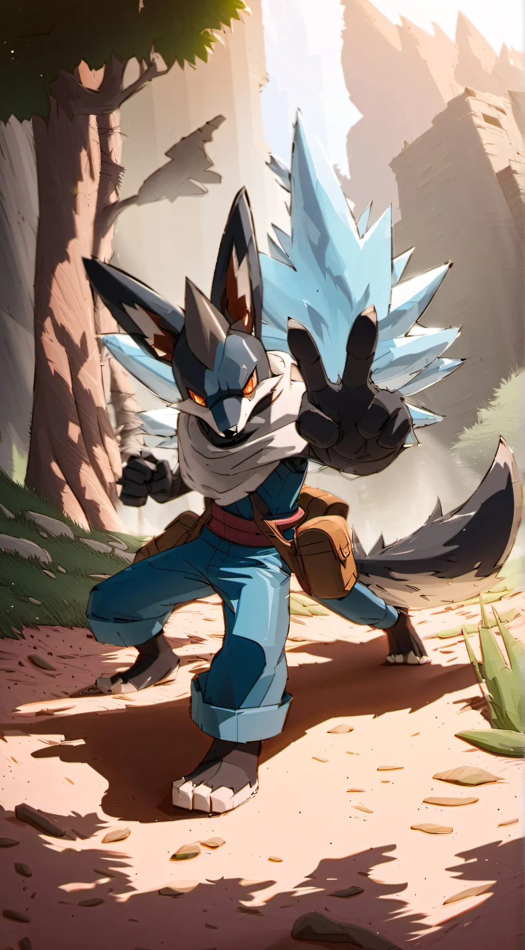 ai character: Lucario  background