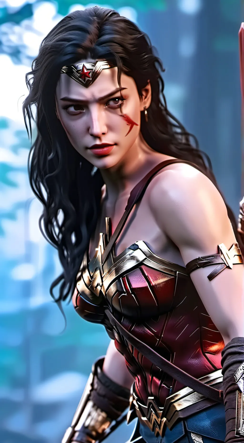 ai character: Evil Wonder Woman  background