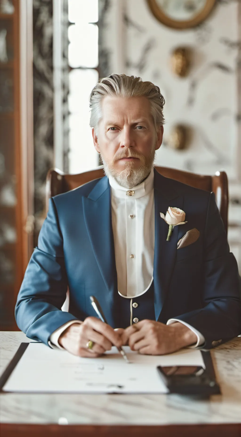 ai character: President Snow  background