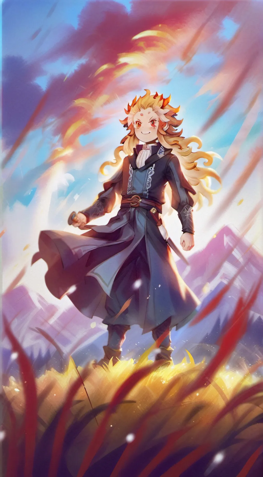 ai character: Kyojuro vs Akaza background