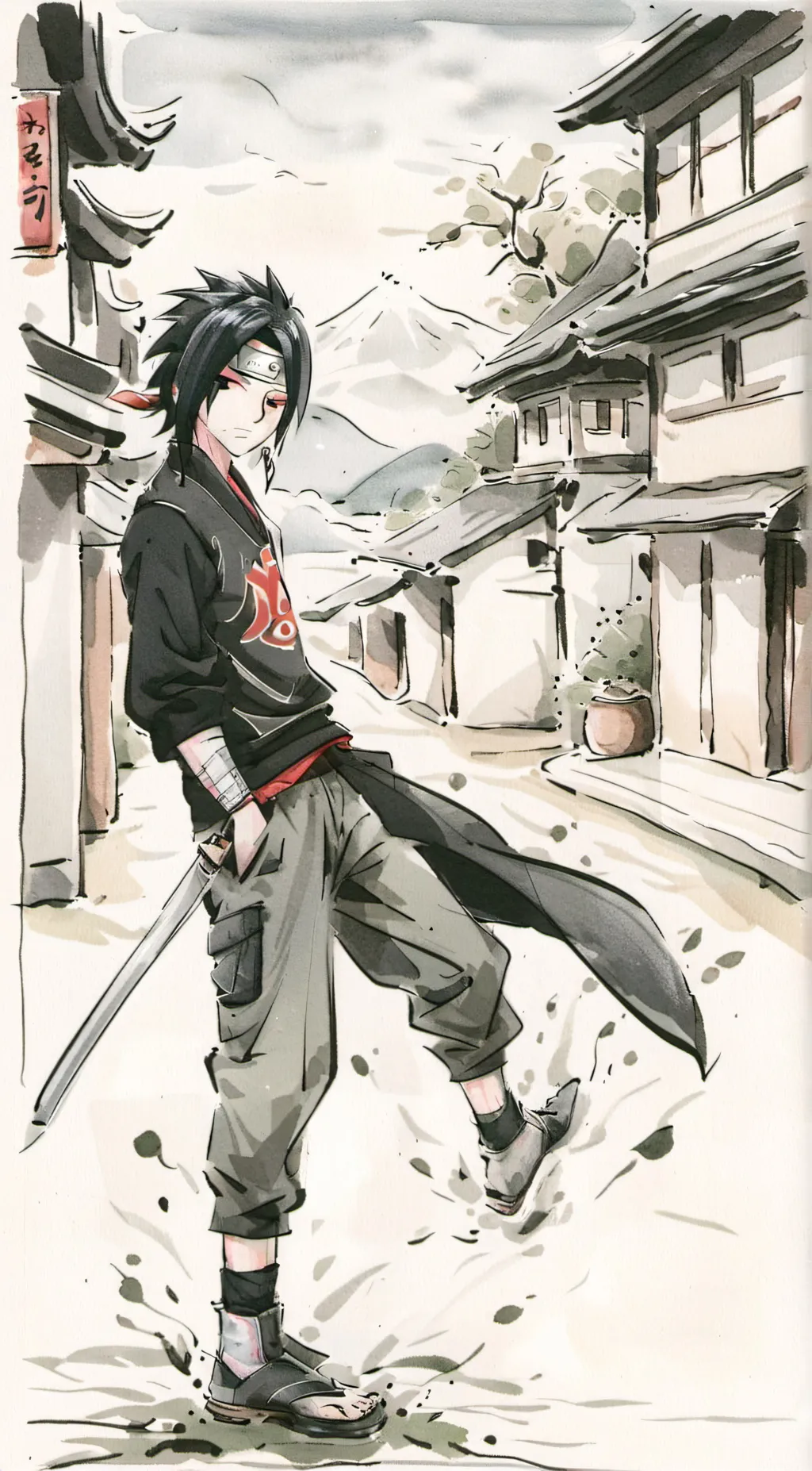 ai character: sasuke  background