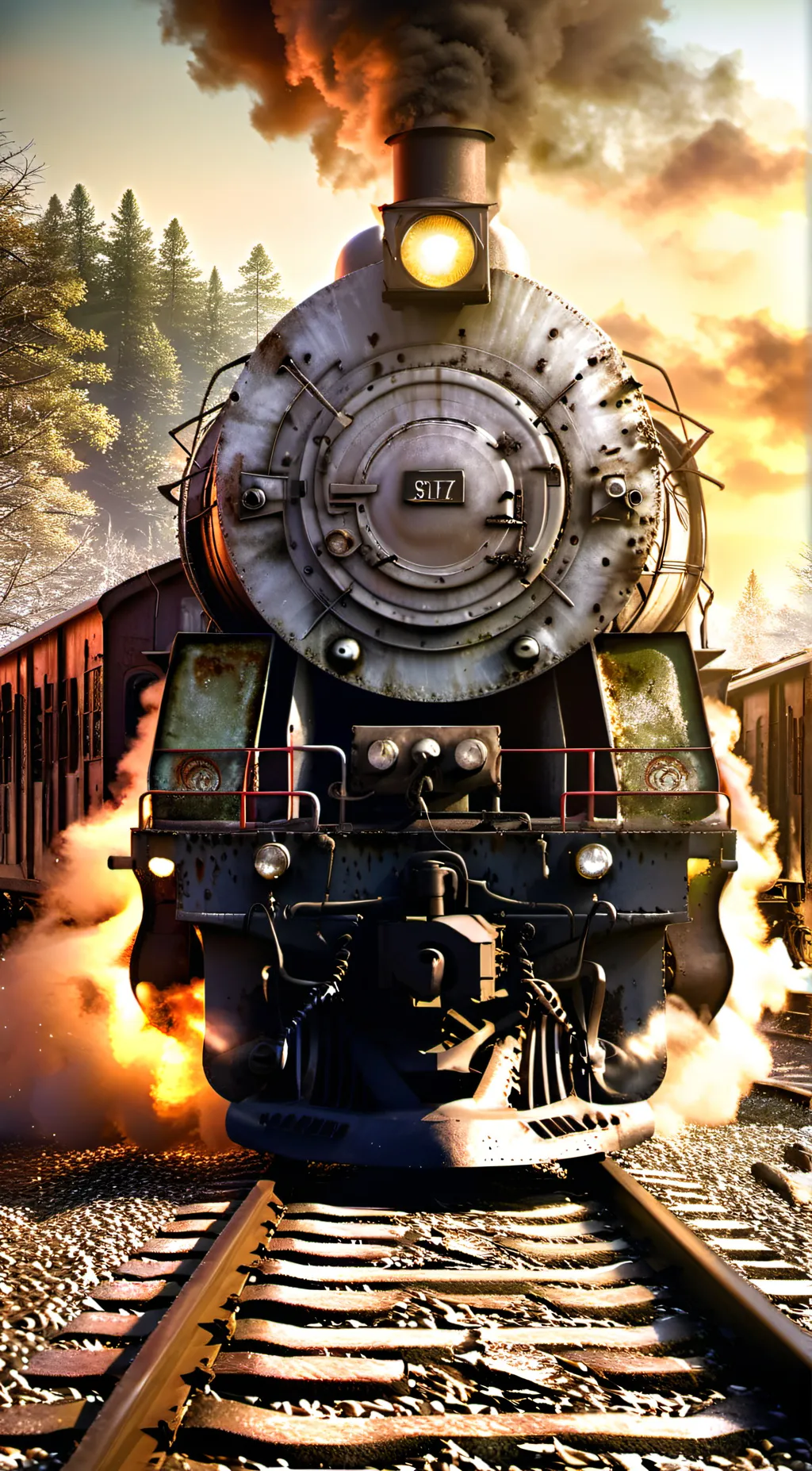 ai character: Hh on a train 3 background