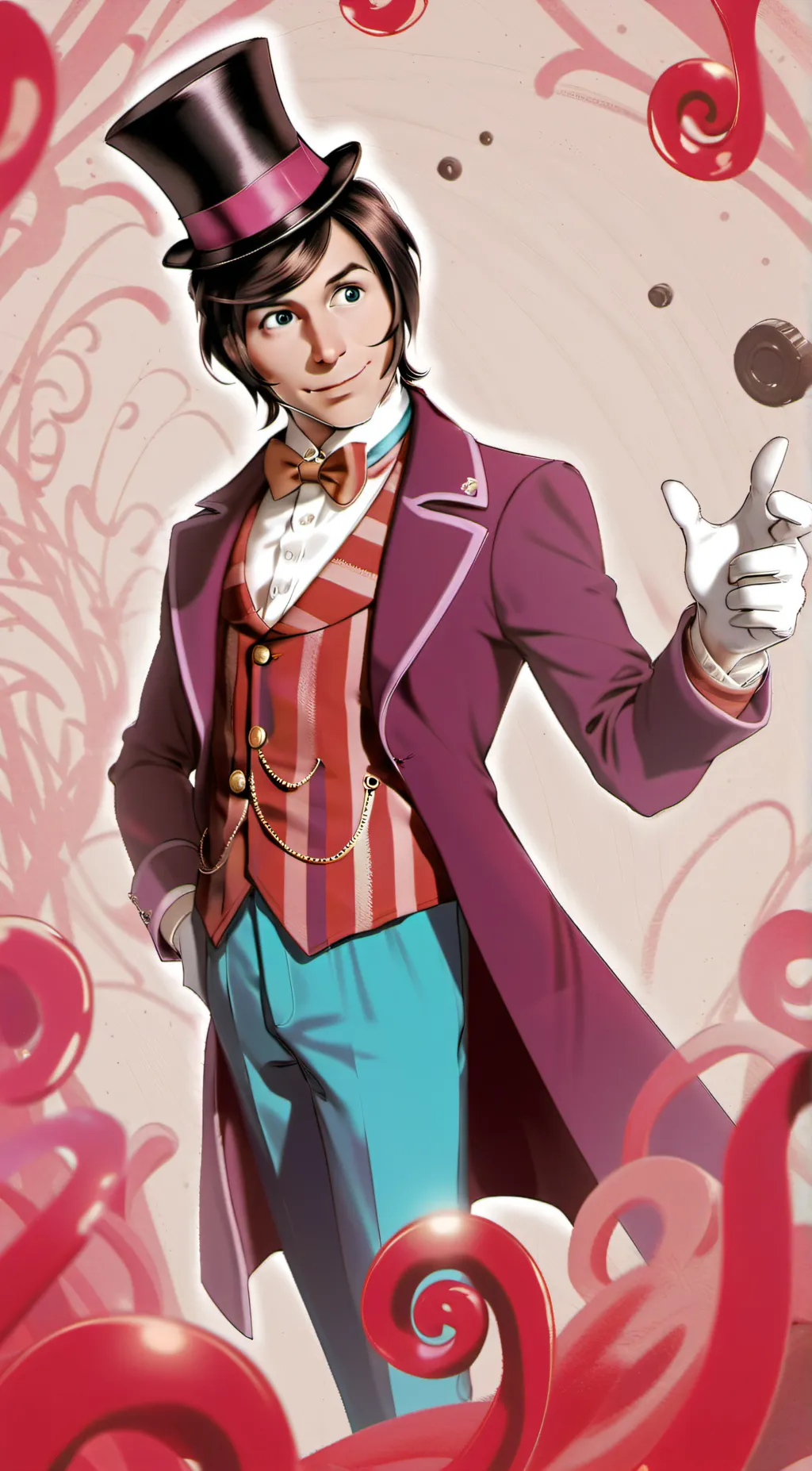 ai character: Willy wonka background