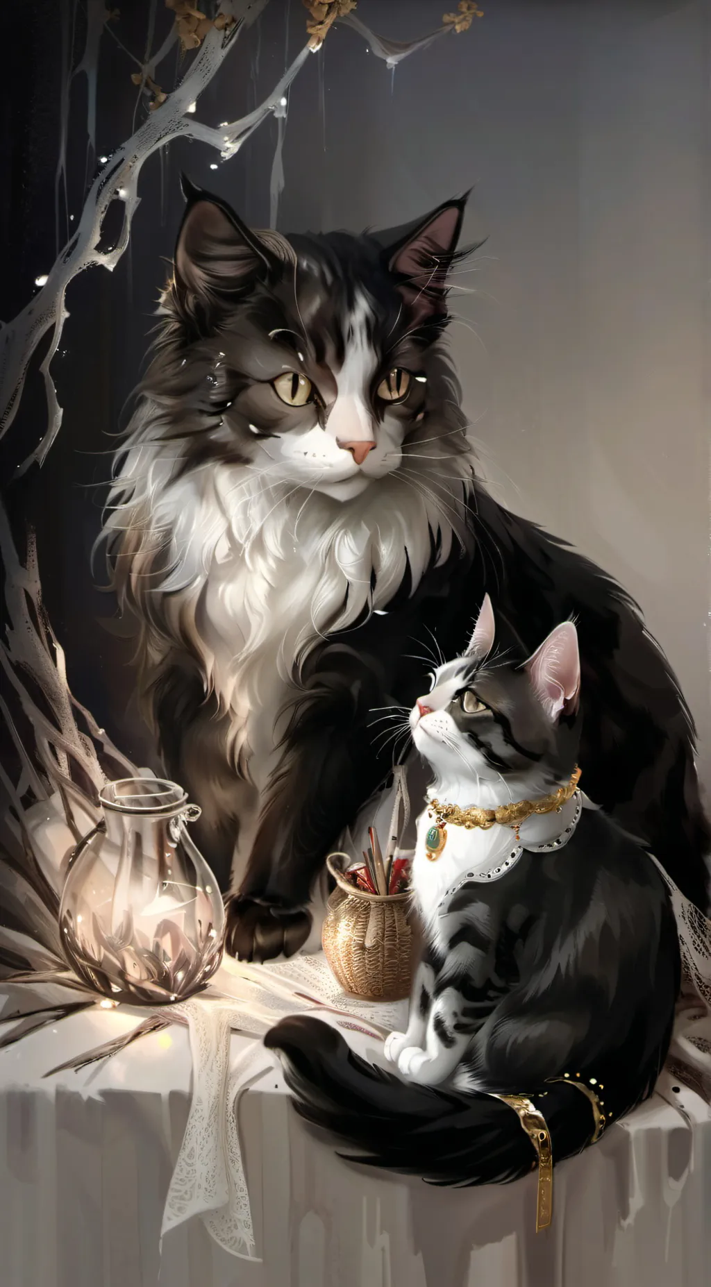 ai character: 2 kitty  background
