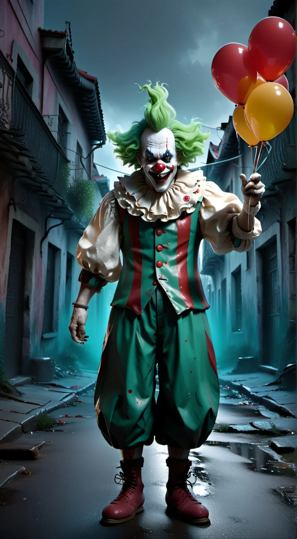 ai character: Green-haired Clown background