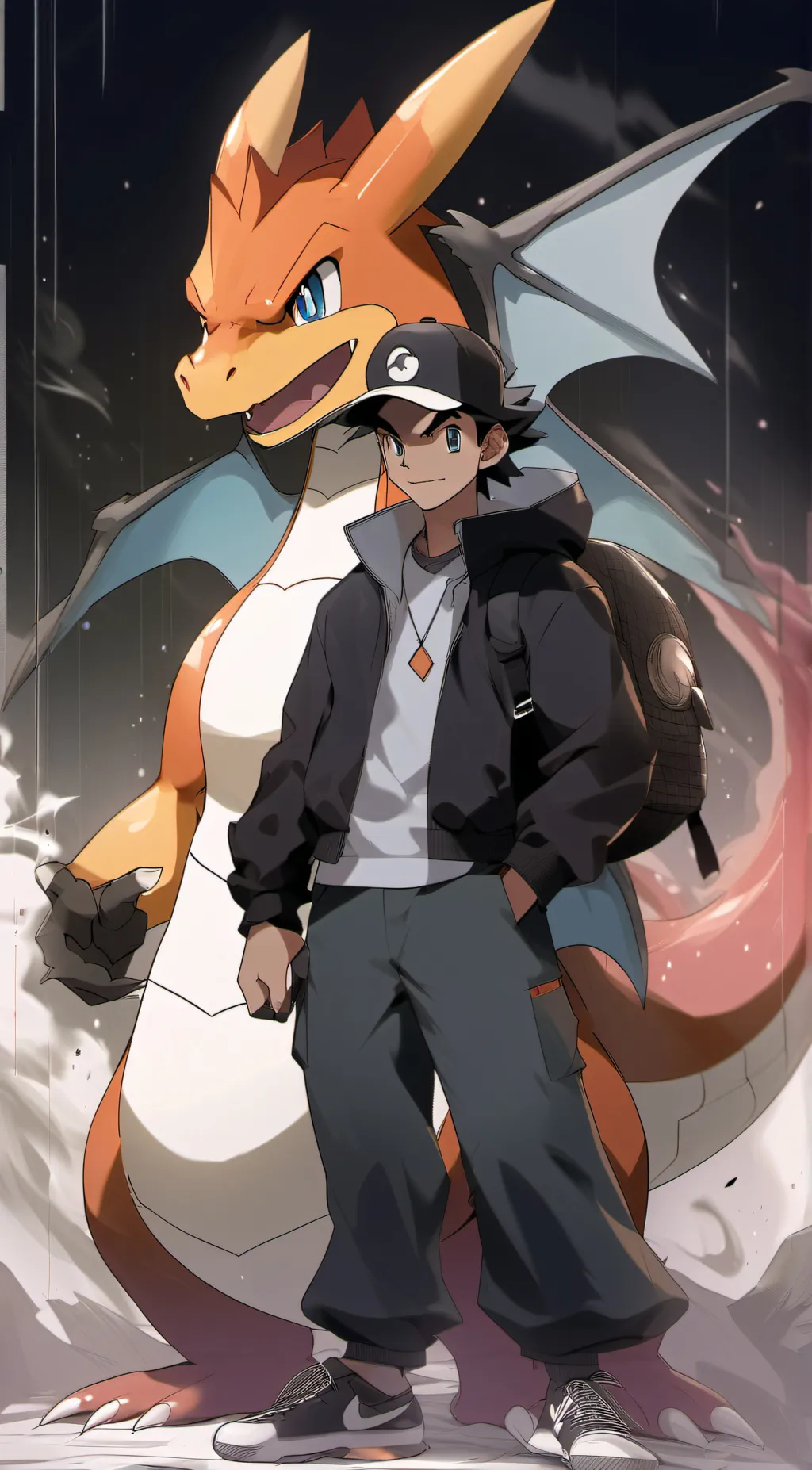 ai character: Ash Ketchum  background