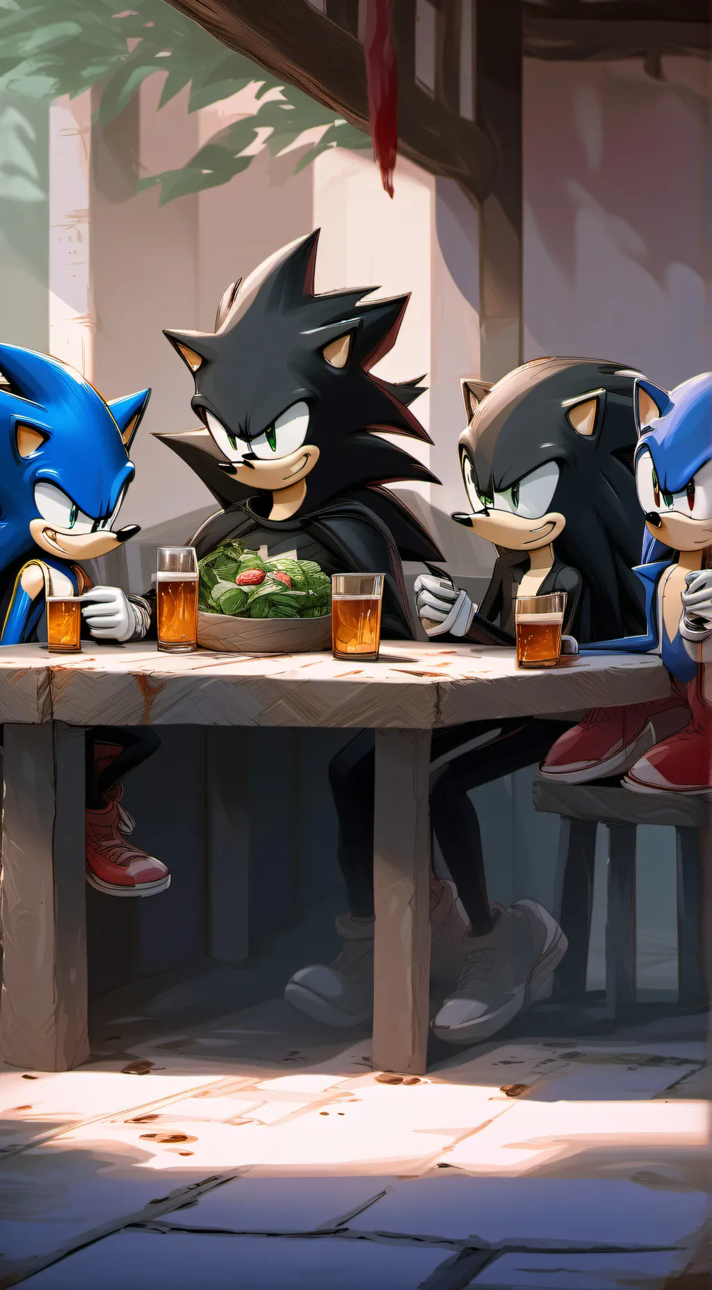 ai character: sonic is drunk background