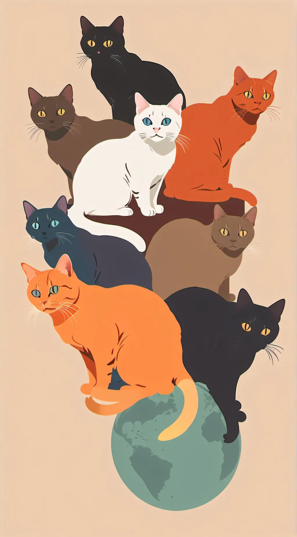 ai character: 8 kittens background