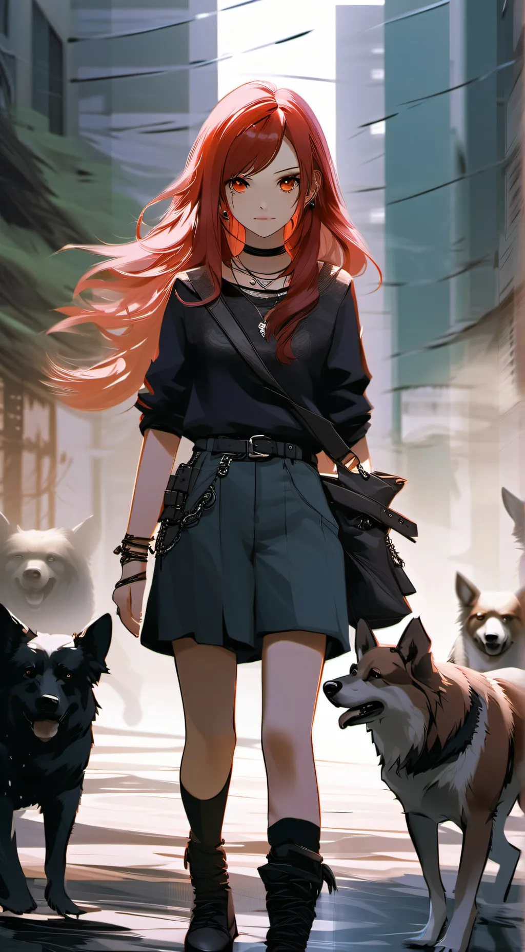 ai character: Wolf girl background