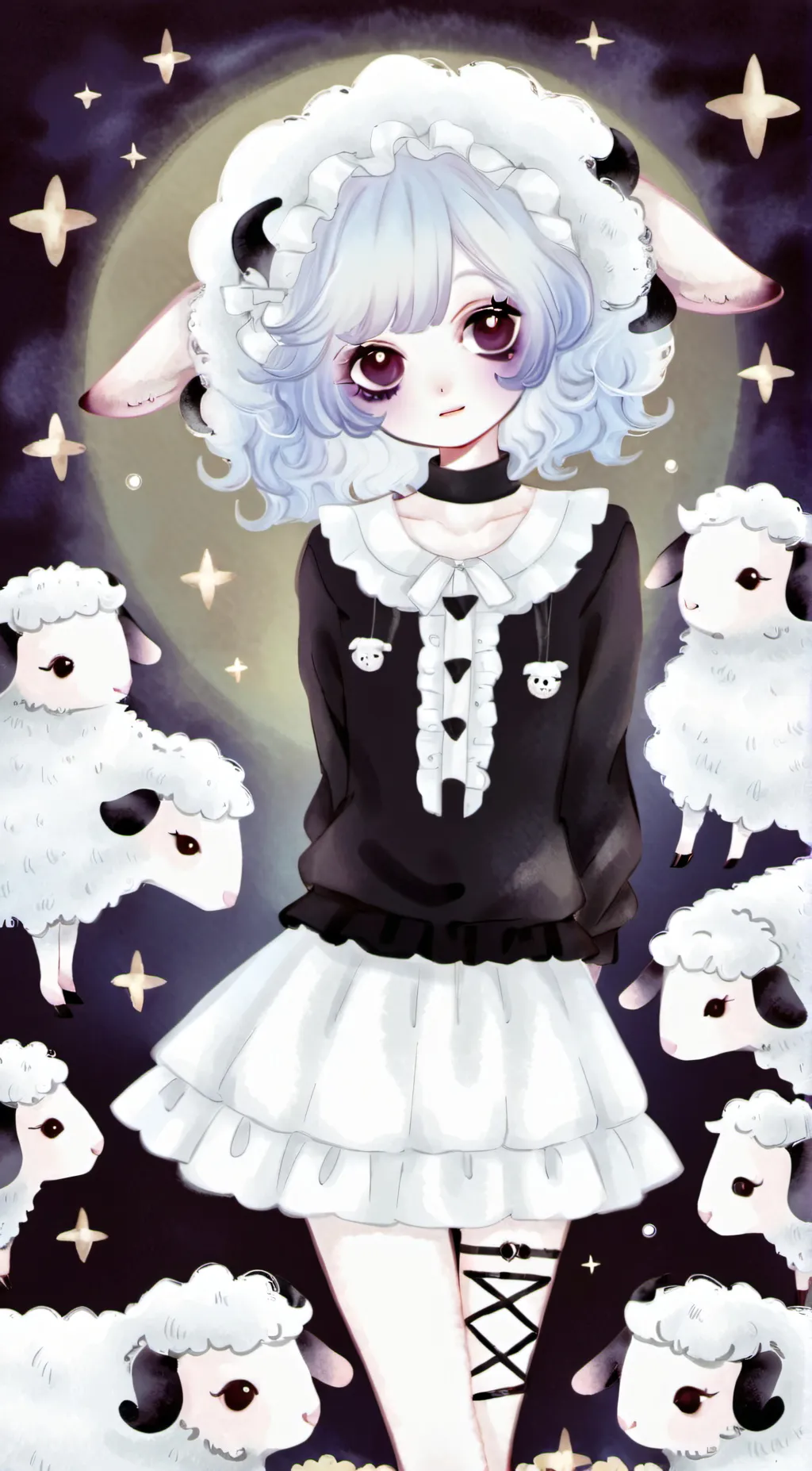 ai character: Sheep Girl  background
