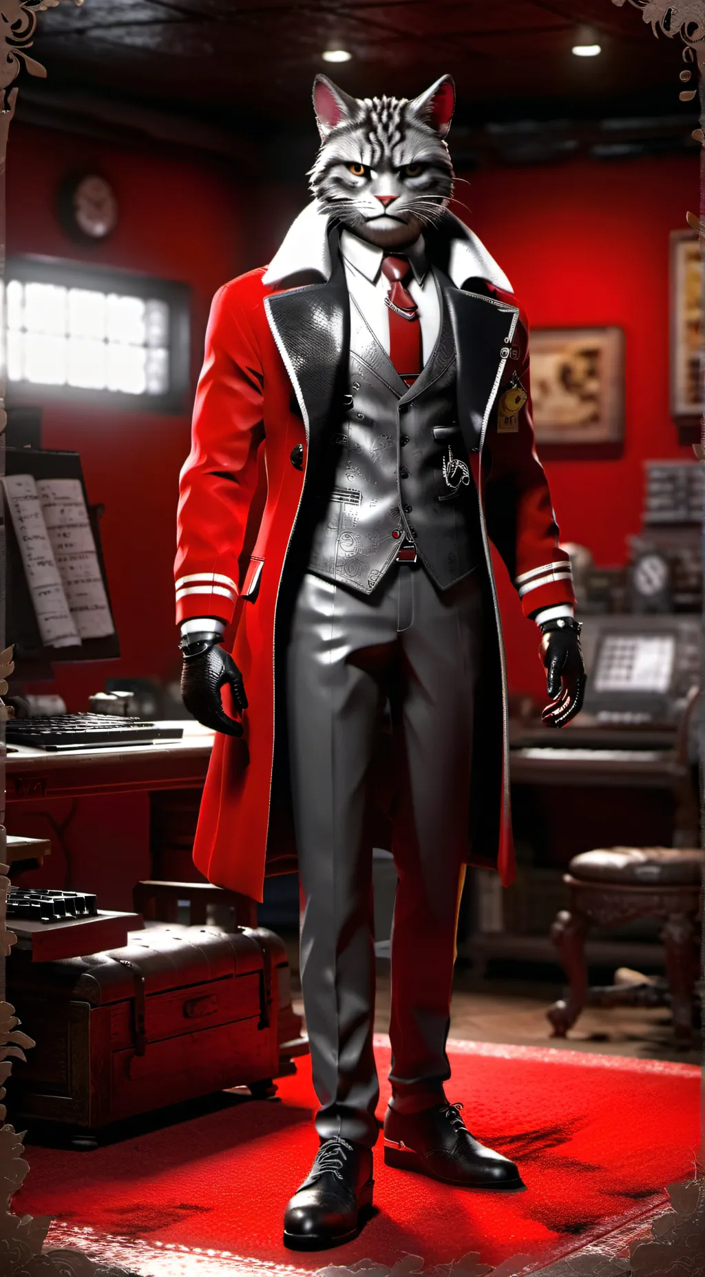 ai character: Business Cat background