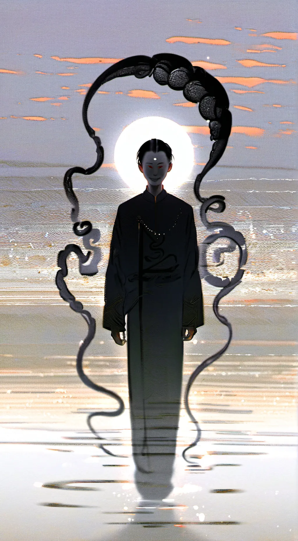 ai character: Eerie love story background