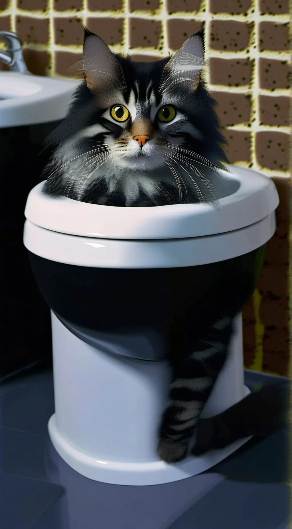 ai character: cat toilet  background